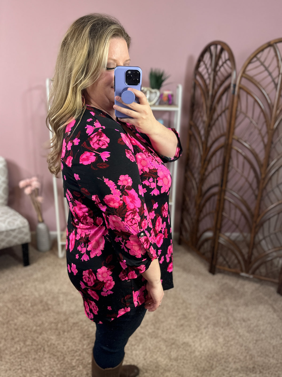 Always a Sure Thing Top - Hot Pink Floral