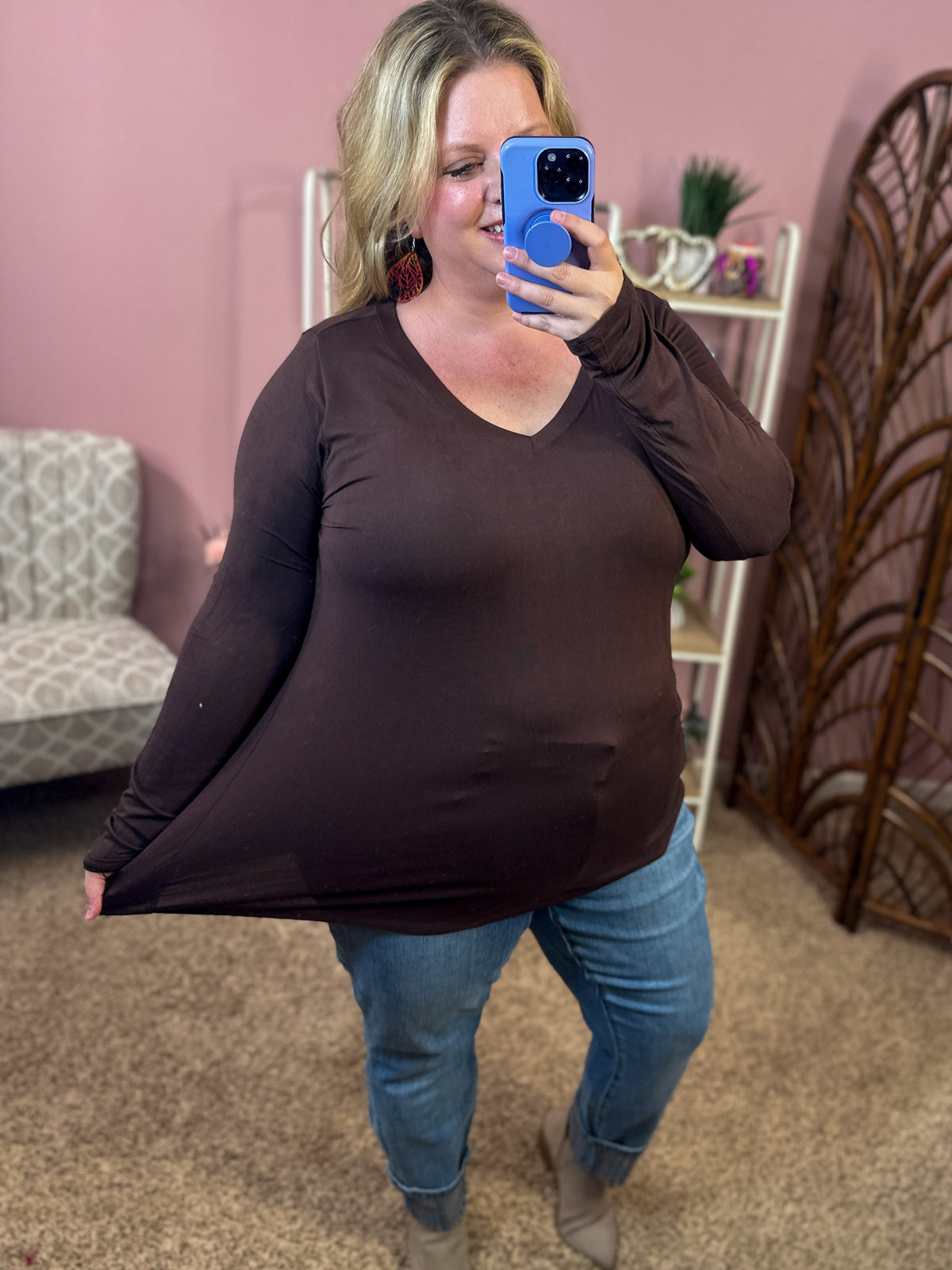 Best Days V-Neck Long Sleeve Layering w/Rounded Hem