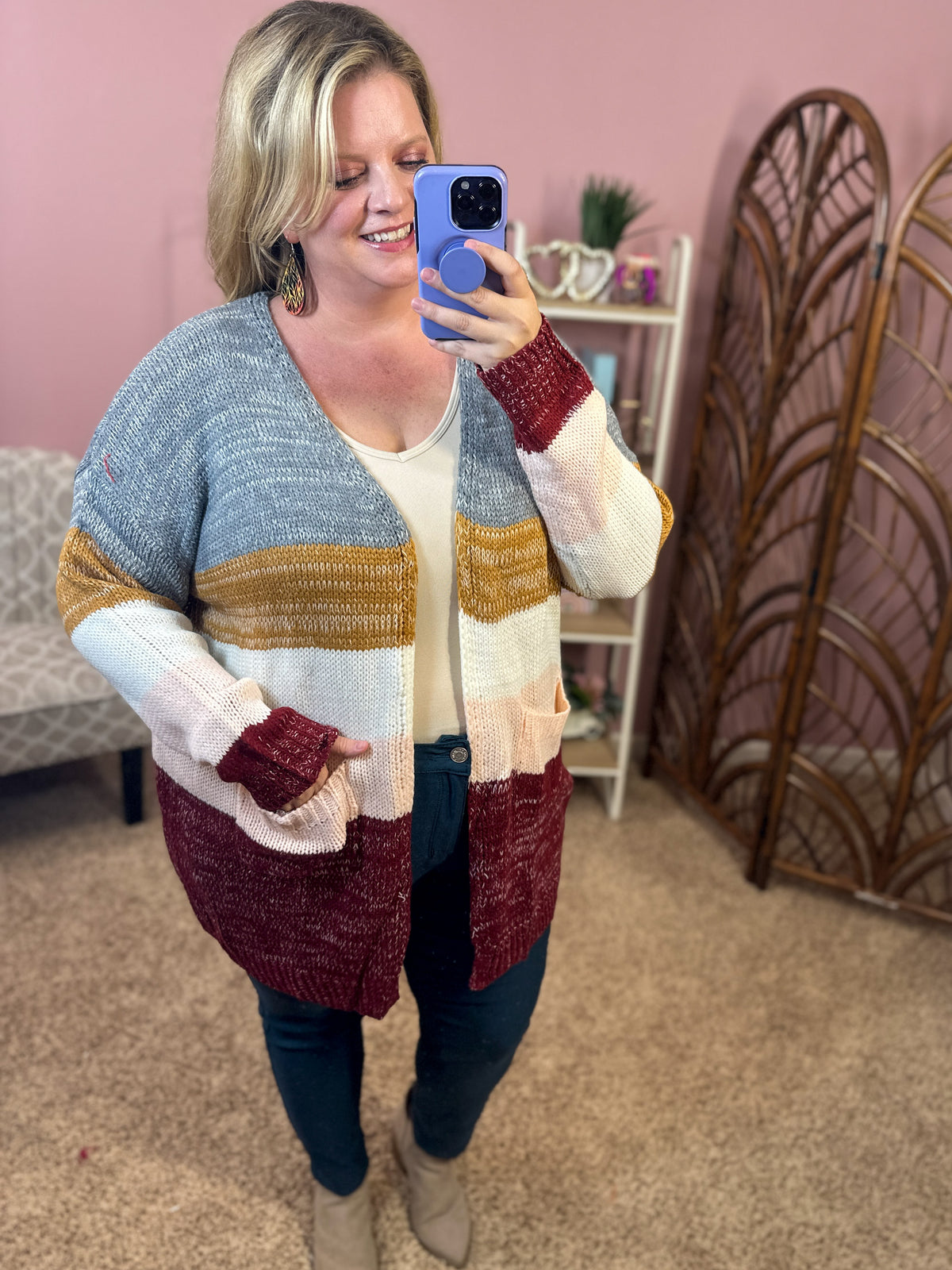 Love the Moment Colorblock Knit Cardigan