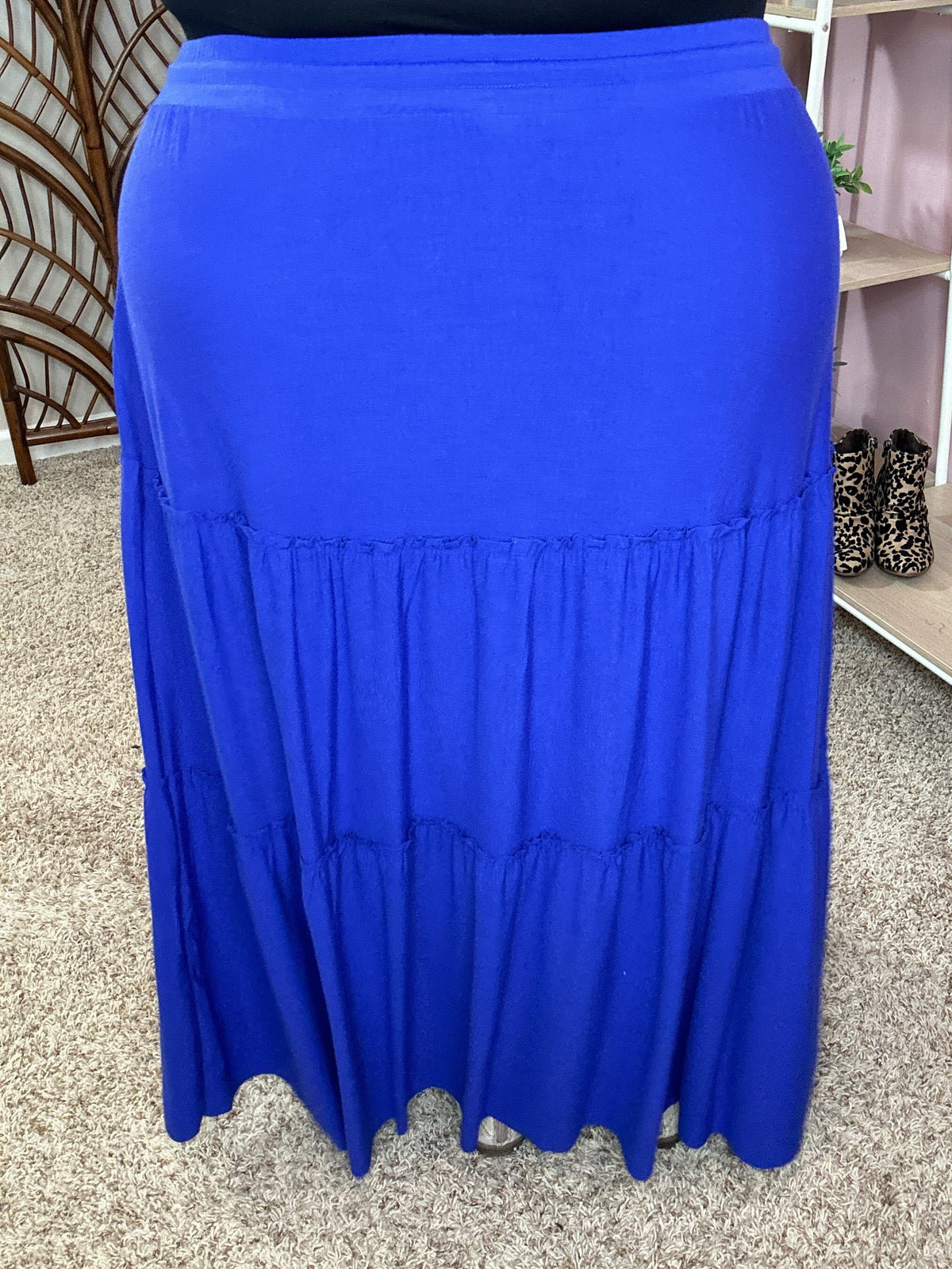 Around the Town Tiered Maxi Skirt - Blue