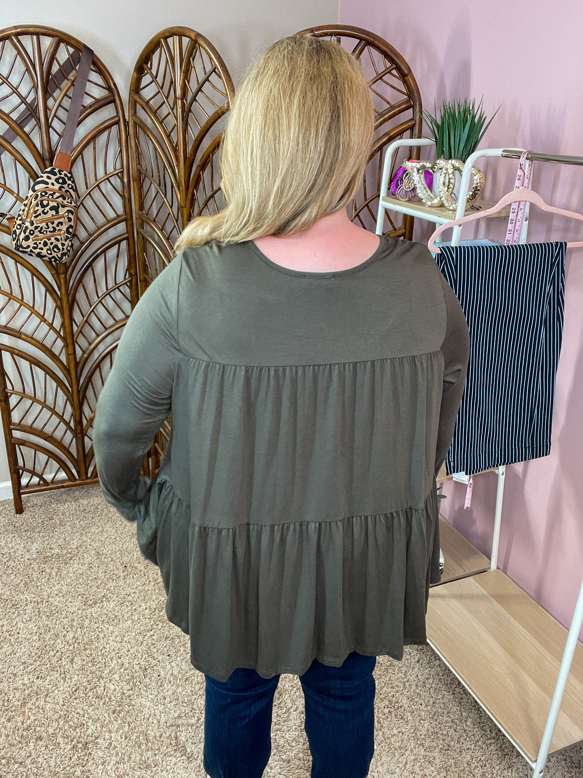 Ways of the World Loose Peplum Top - Olive