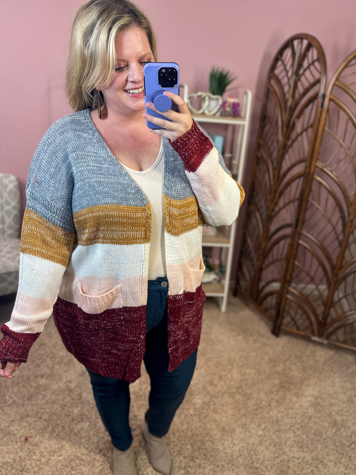 Love the Moment Colorblock Knit Cardigan