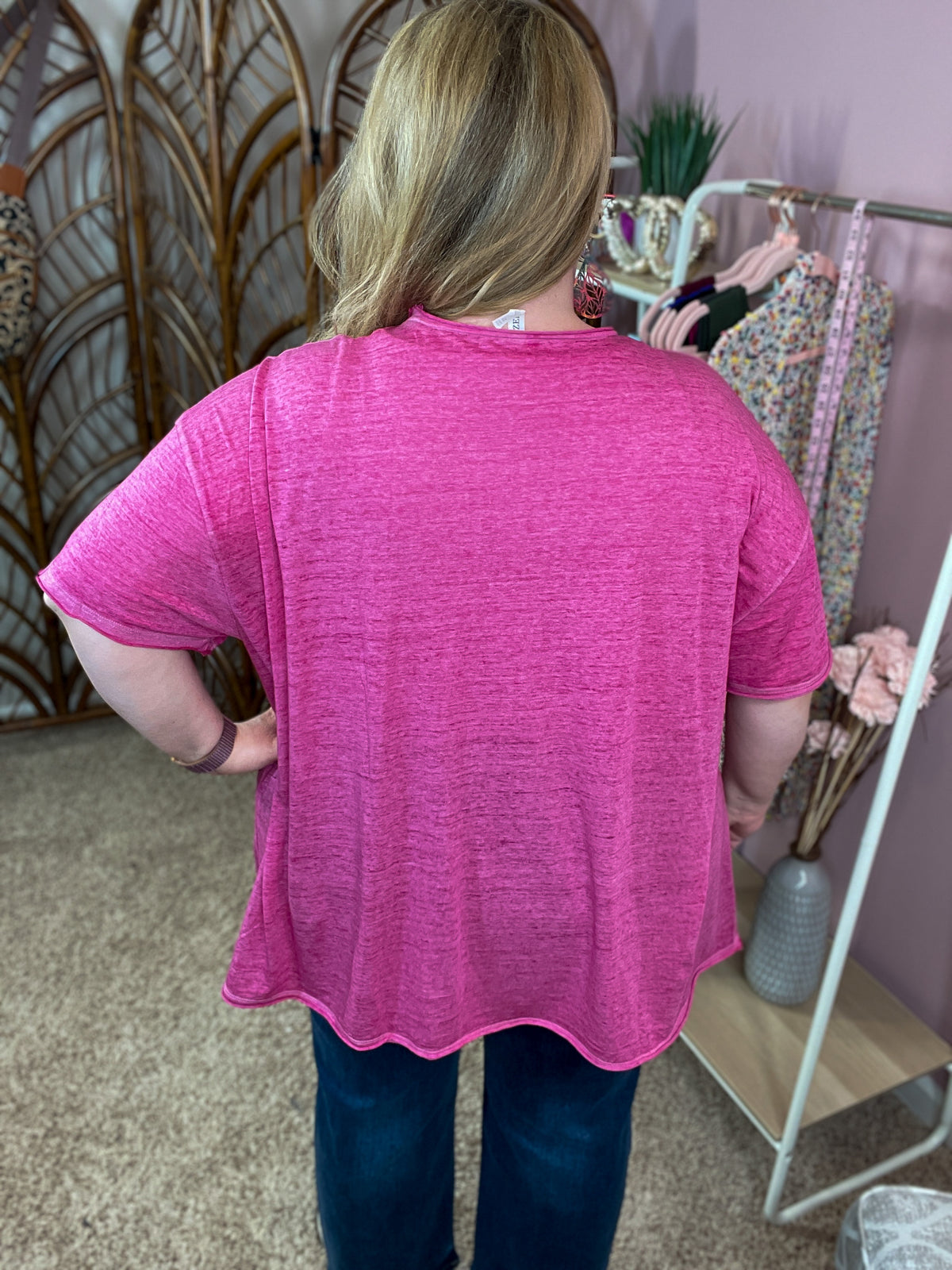 Burning Bridges Burnout Raw Edge Top - Magenta