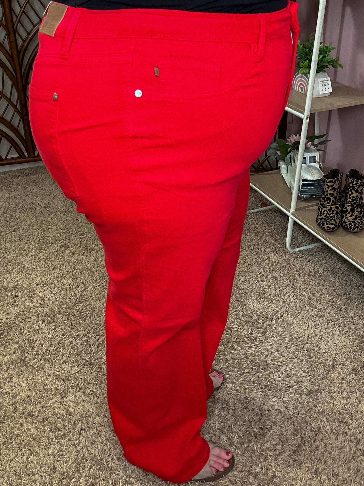 Holiday Weekend High Waisted Straight Leg Judy Blues - Red