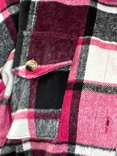 Feeling Fine Plaid Shacket - Pink Mix