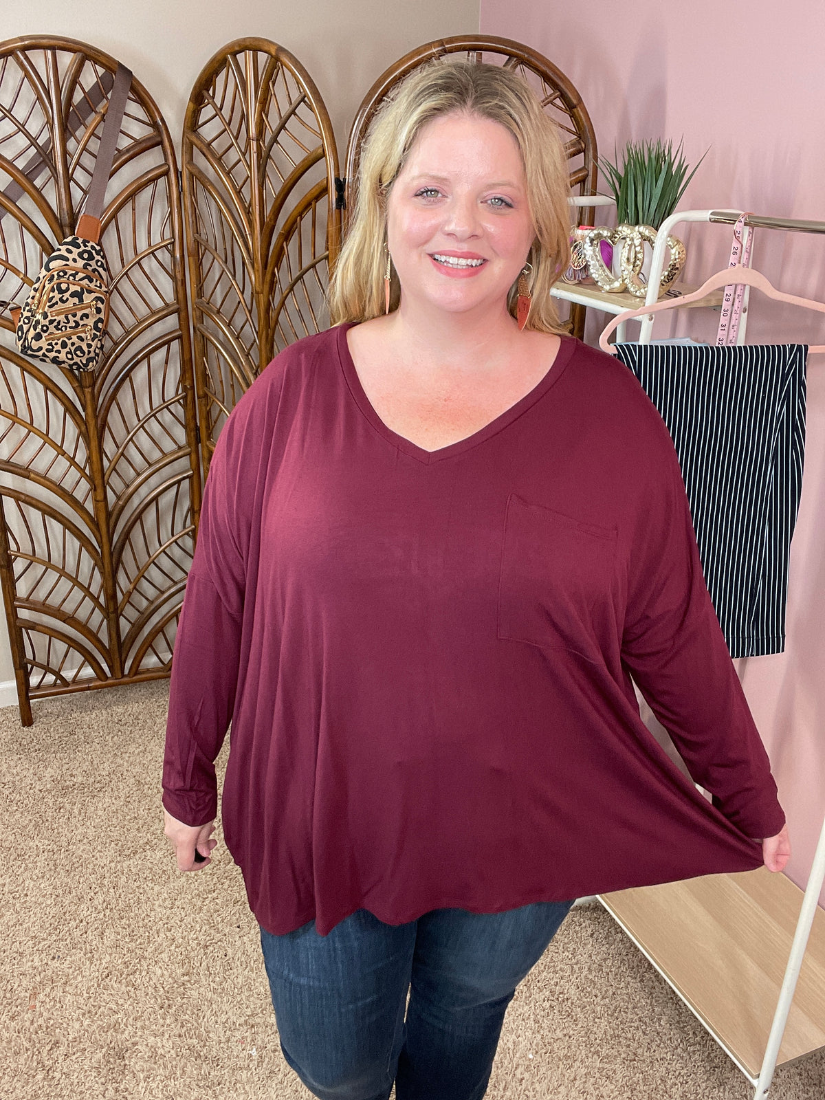 Comforts of Fall Slouchy Top - Burgundy