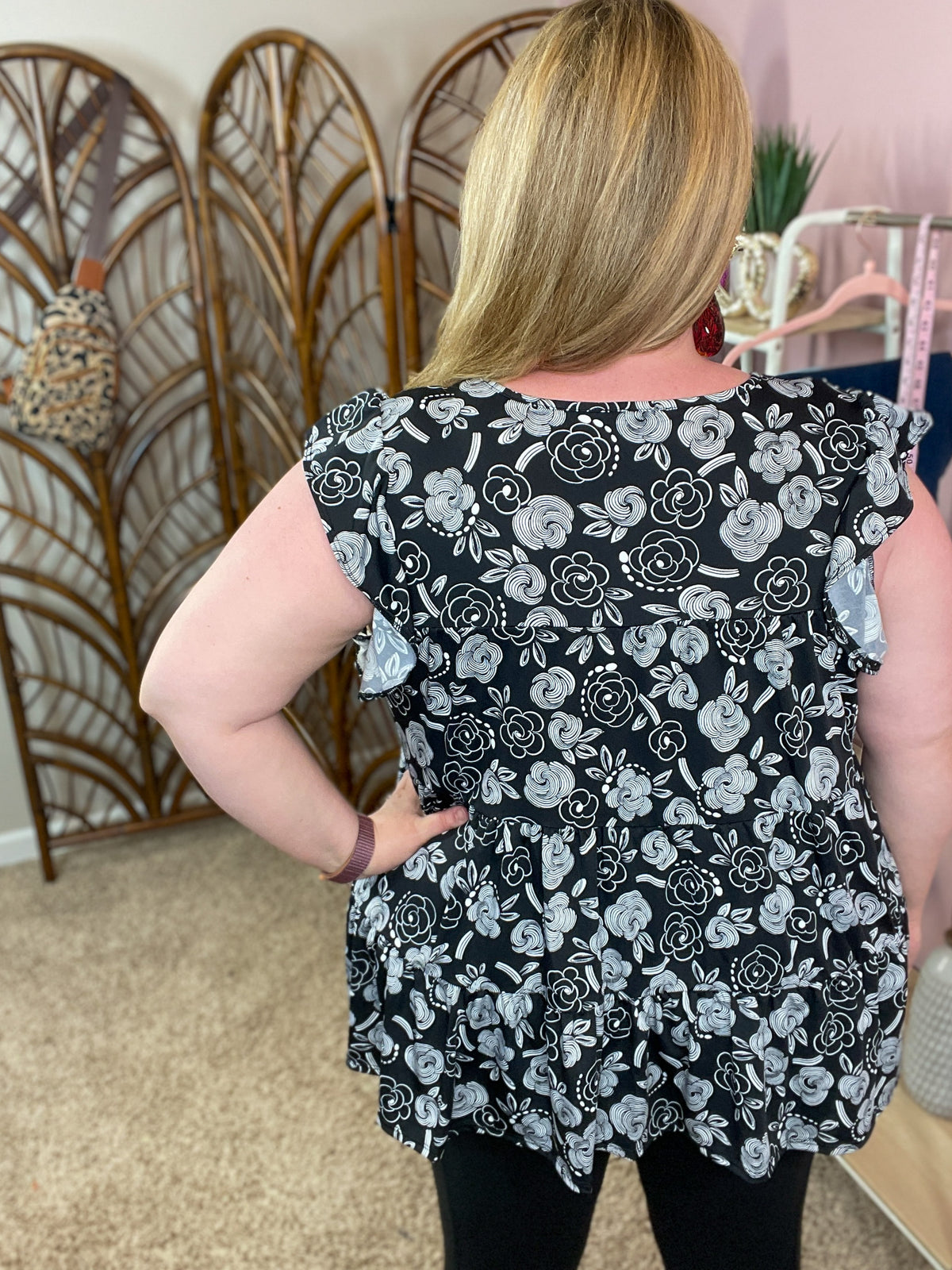 More Than You Think Tiered Top - Black Floral