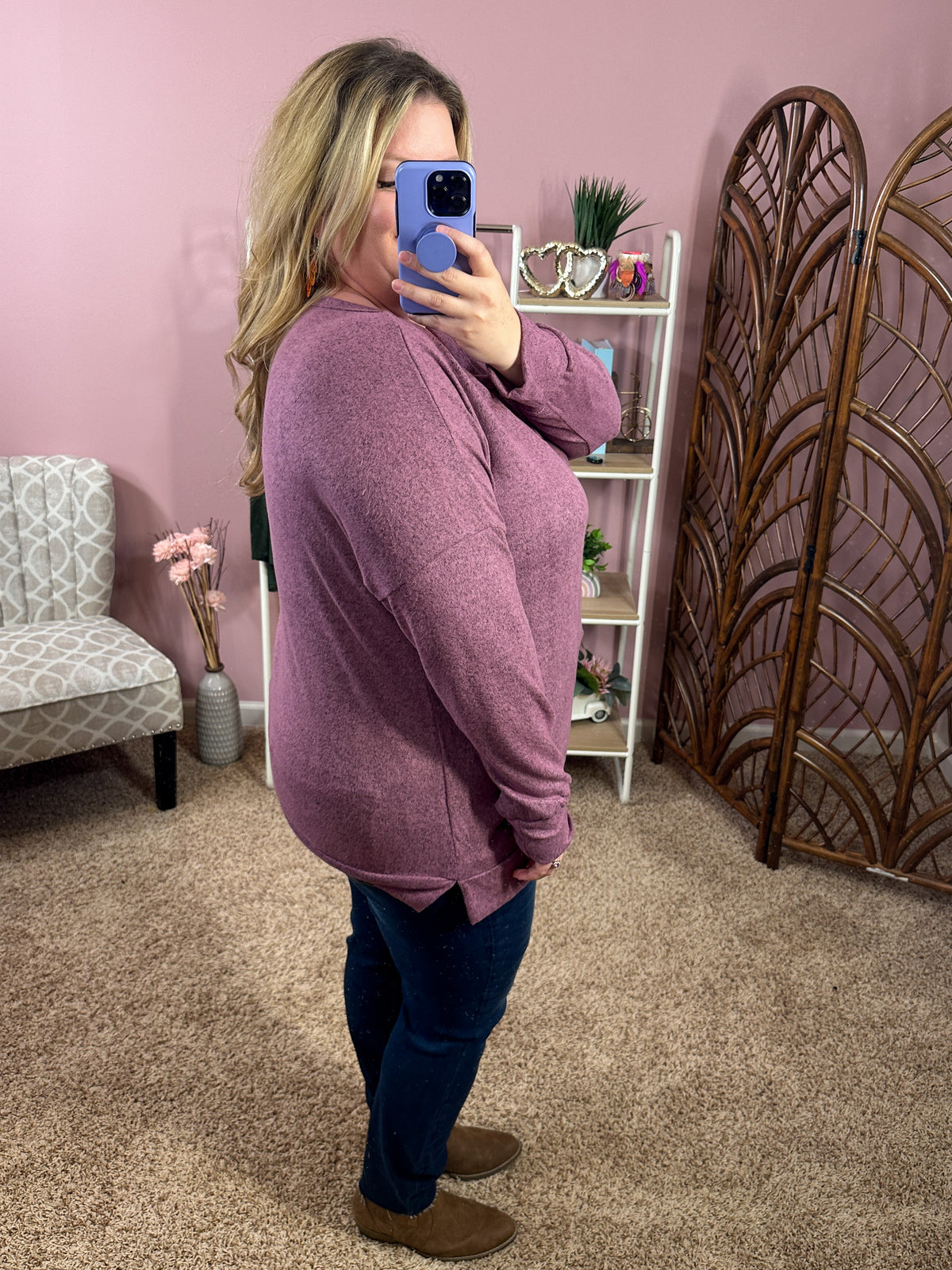 Take Me to the Weekend Pullover - Eggplant