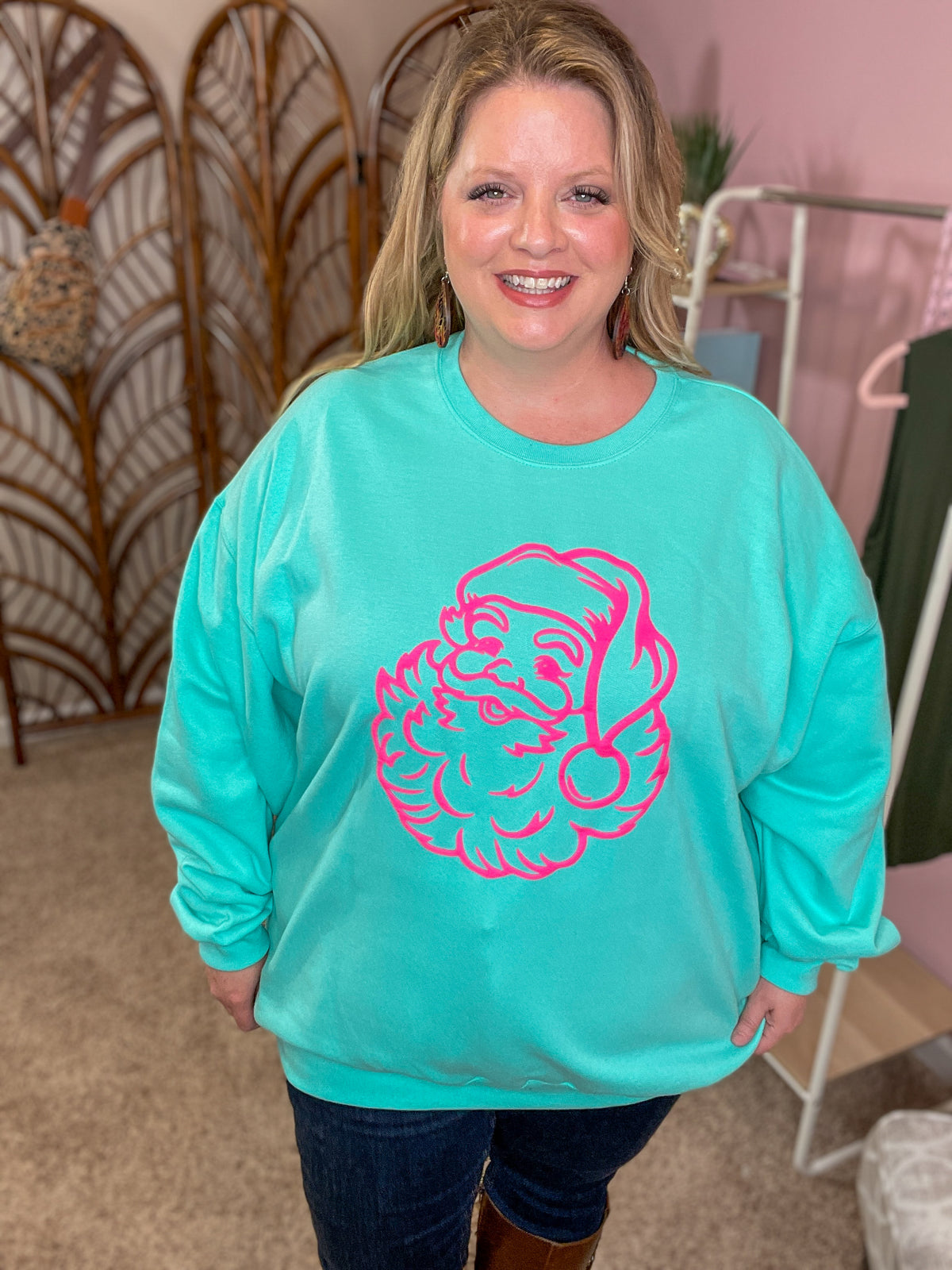 Oh Santa Puff Ink Graphic Sweatshirt
