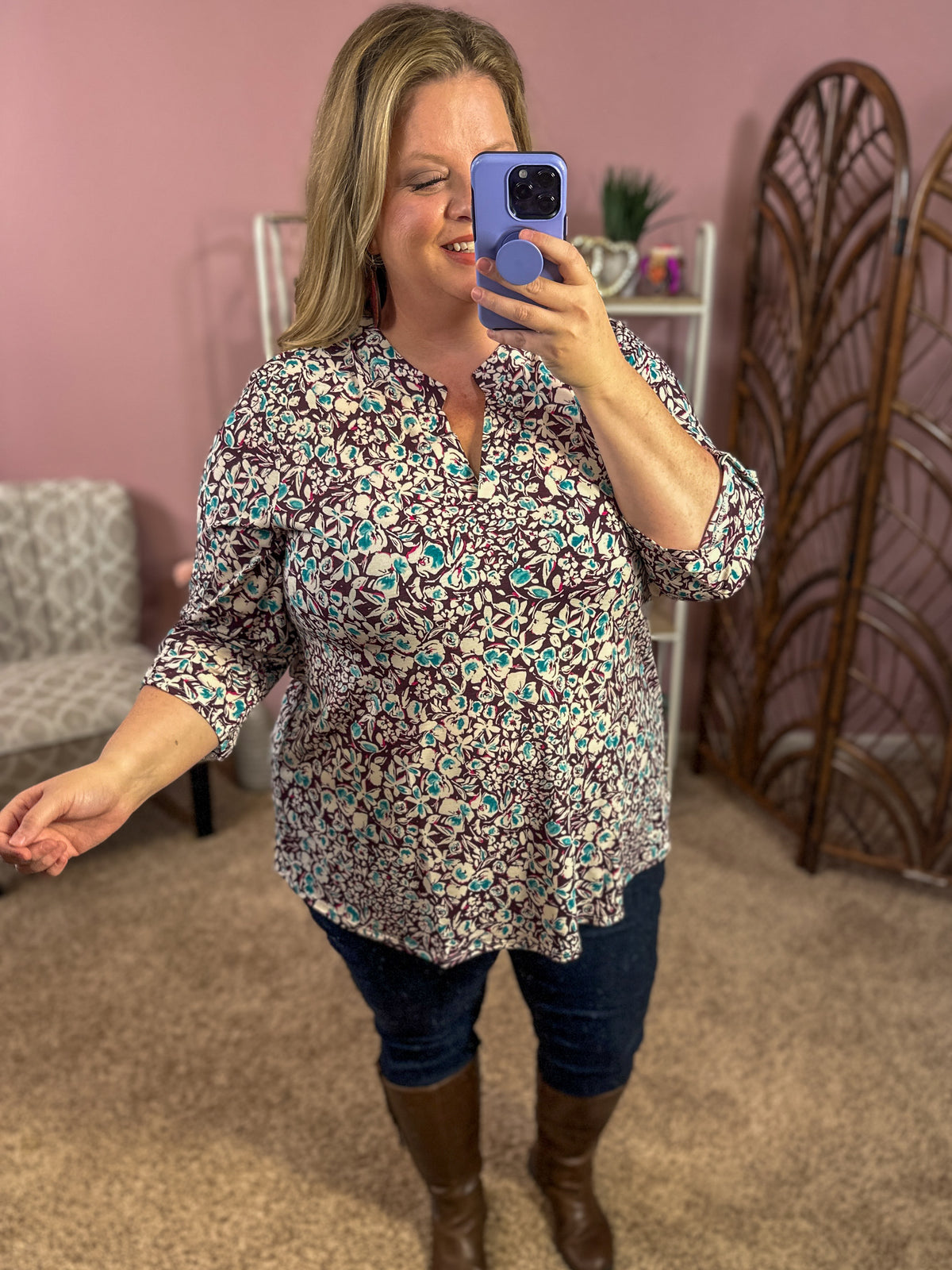 Always a Sure Thing Top - Plum/Blue