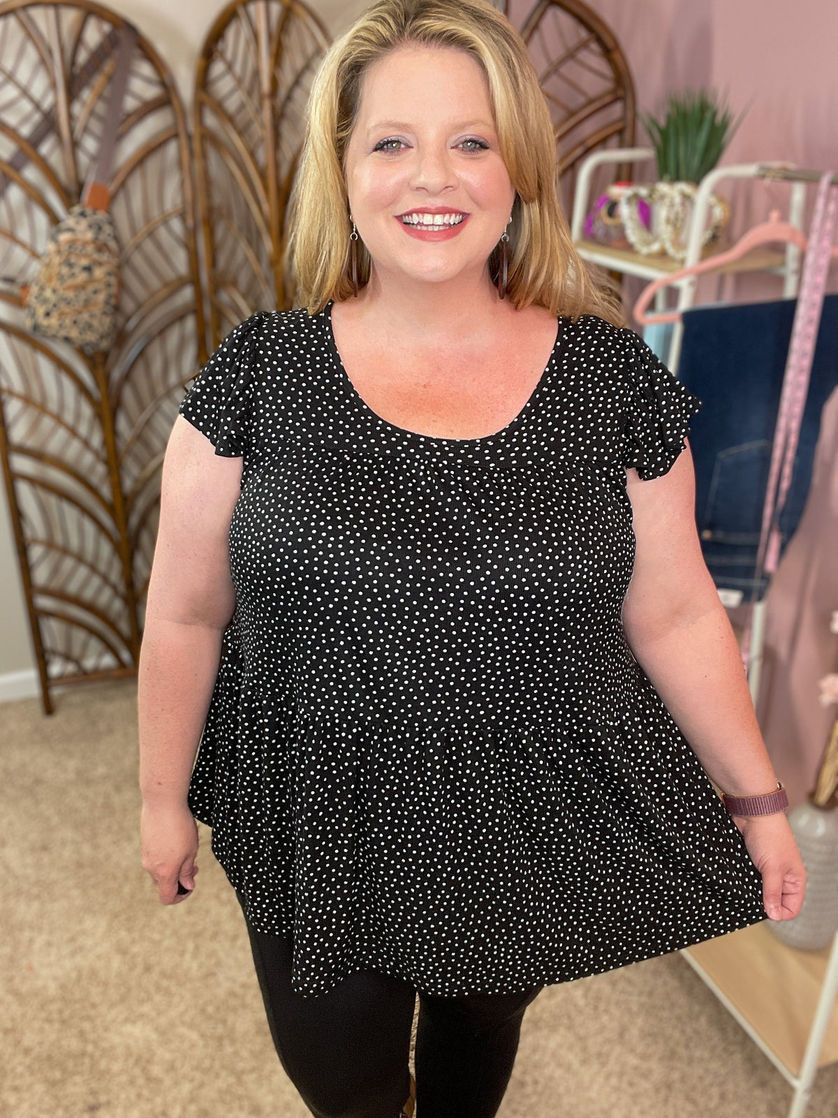 Spot Me Here Peplum Top - Black