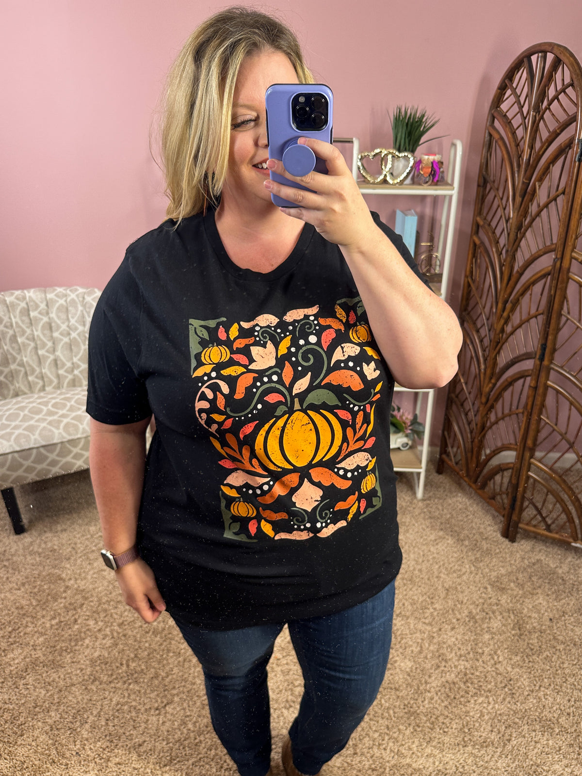Floral Pumpkin Distressed Graphic Tee