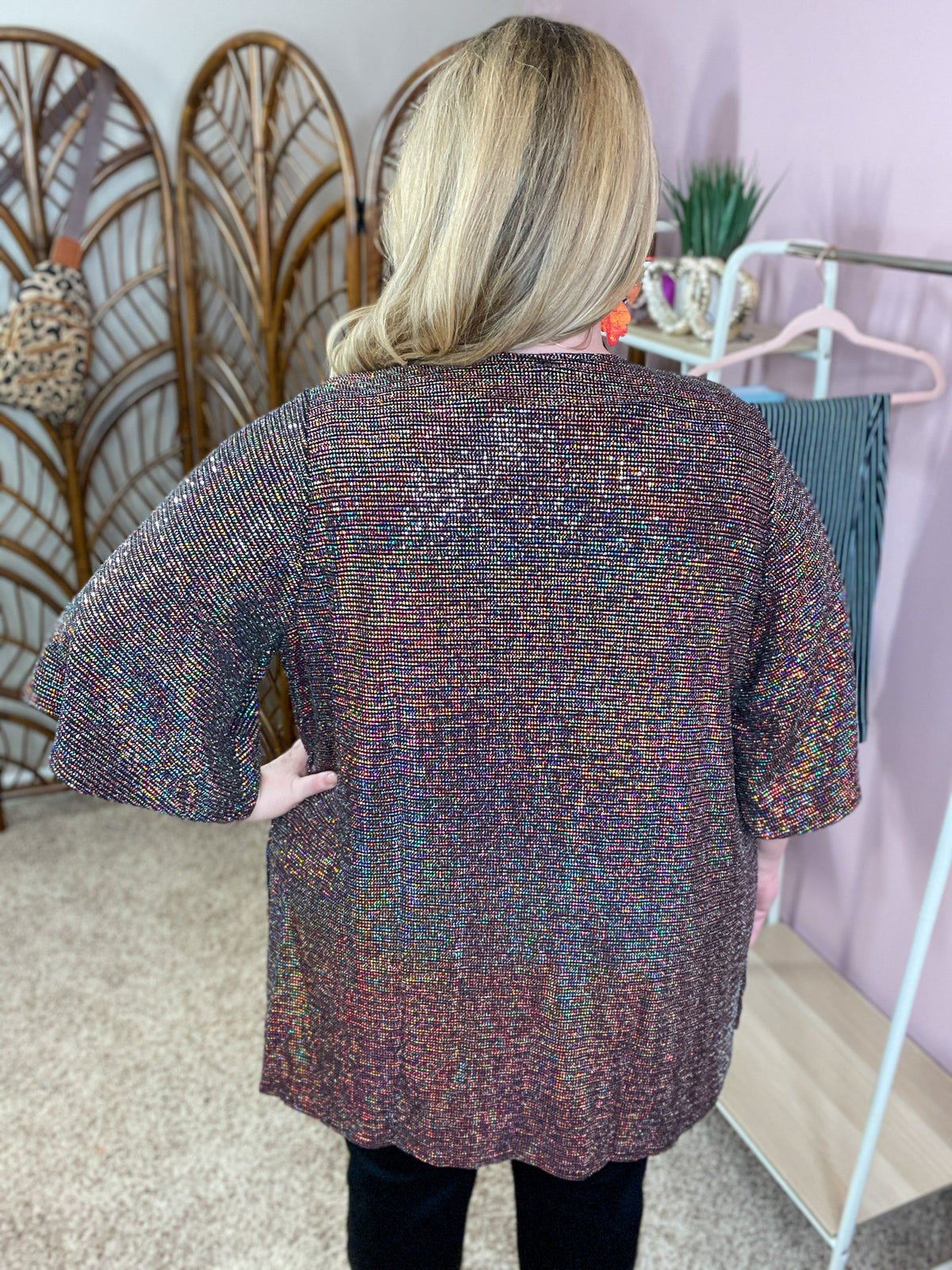 Catching the Light Sequin Cardigan - Black/Pink Mix