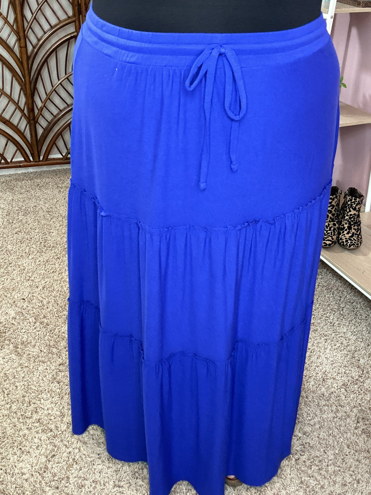 Around the Town Tiered Maxi Skirt - Blue