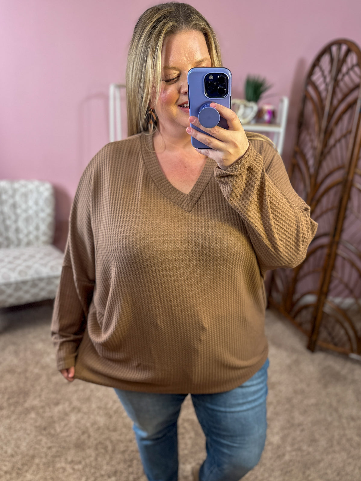 Through the Grapevine Waffle Knit Top
