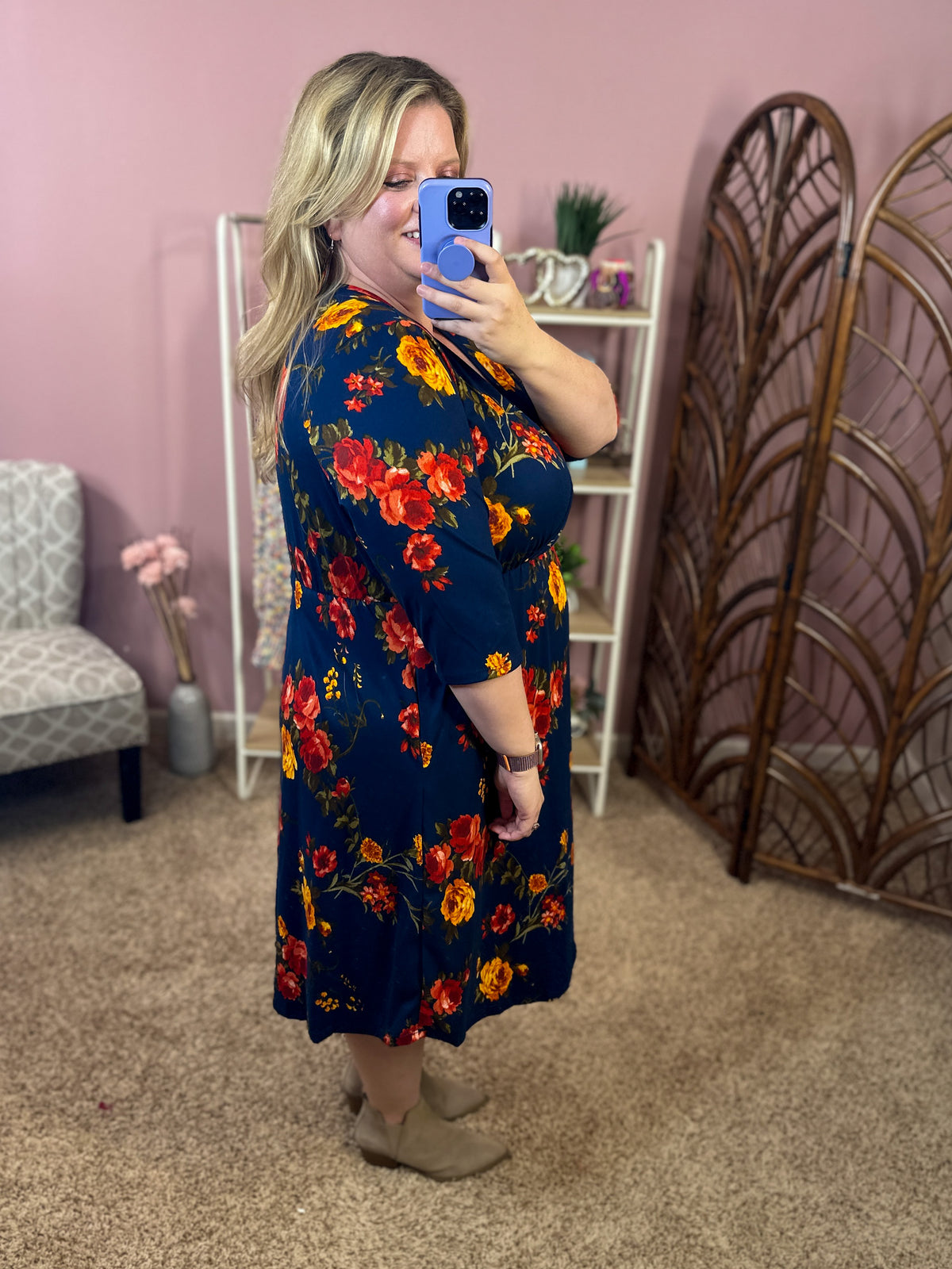 Endless Opportunities Faux Wrap Dress - Navy