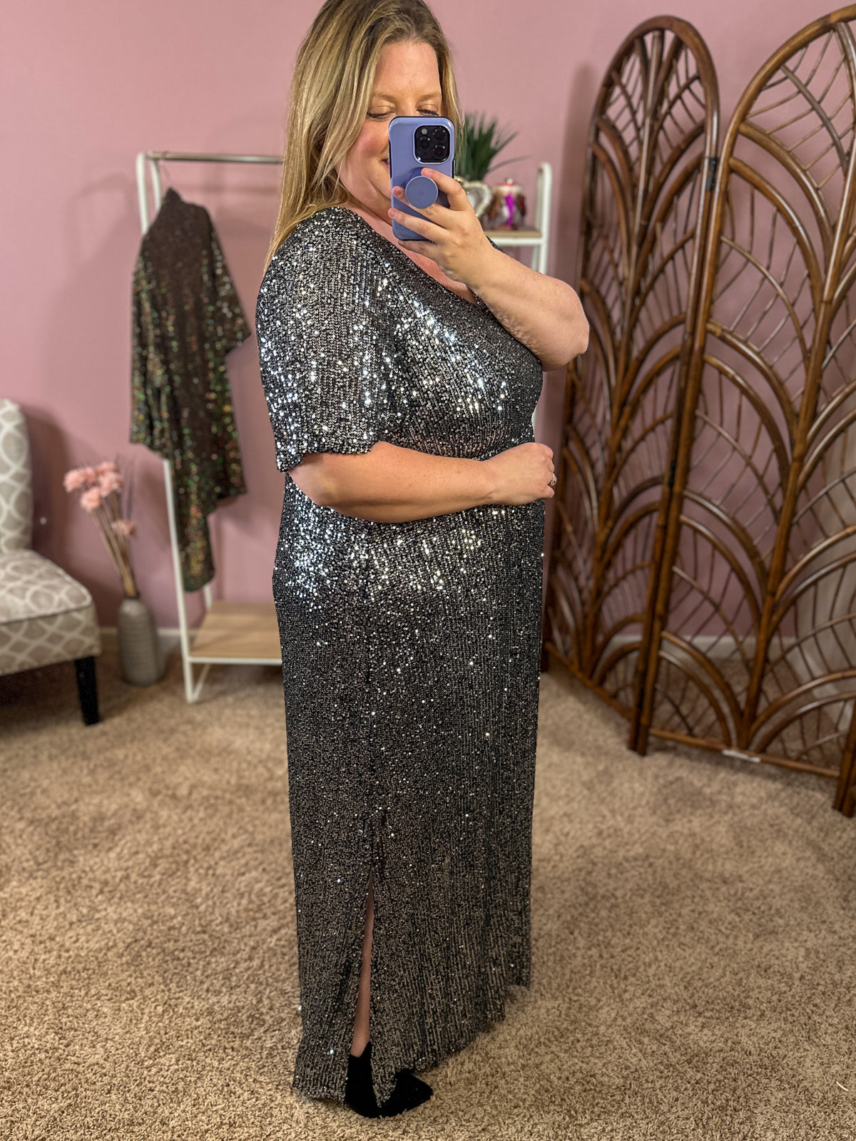 Dazzle Them Darling Sequin Maxi Dress - Silver
