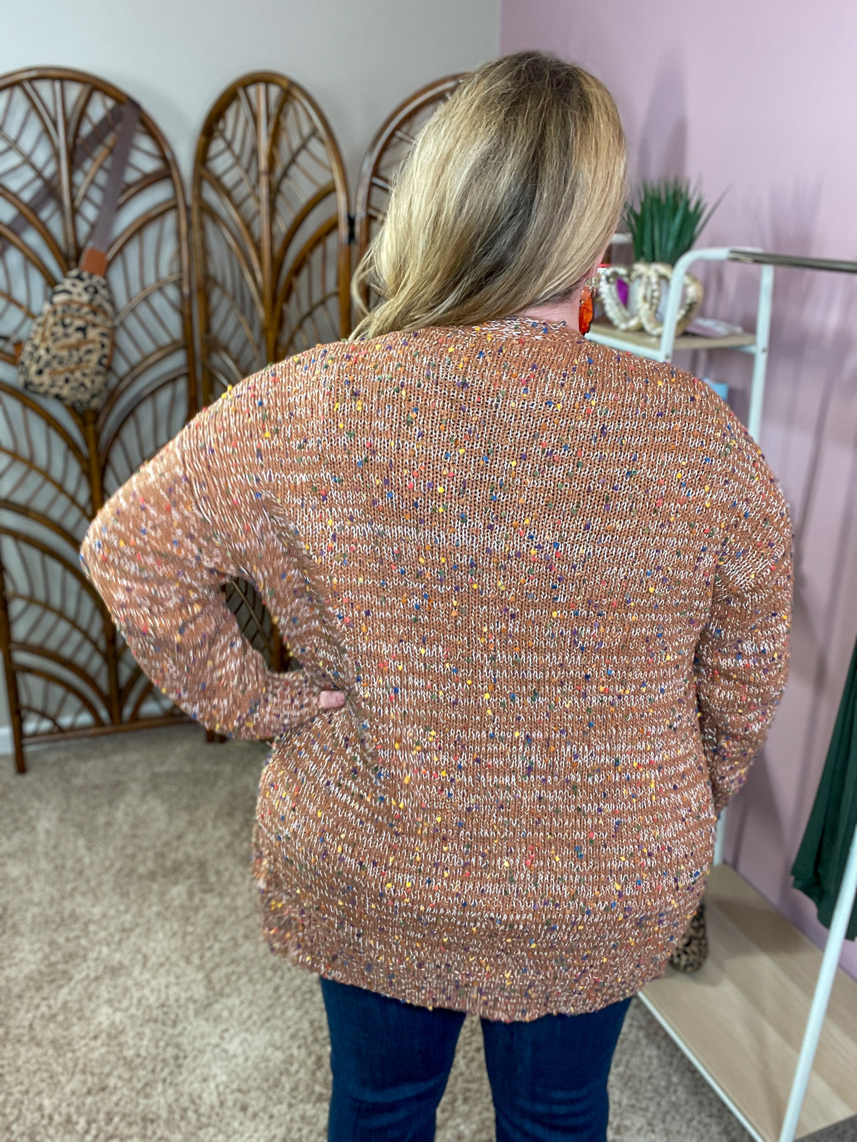 Tightly Knit Popcorn Cardigan - Spicy Brown