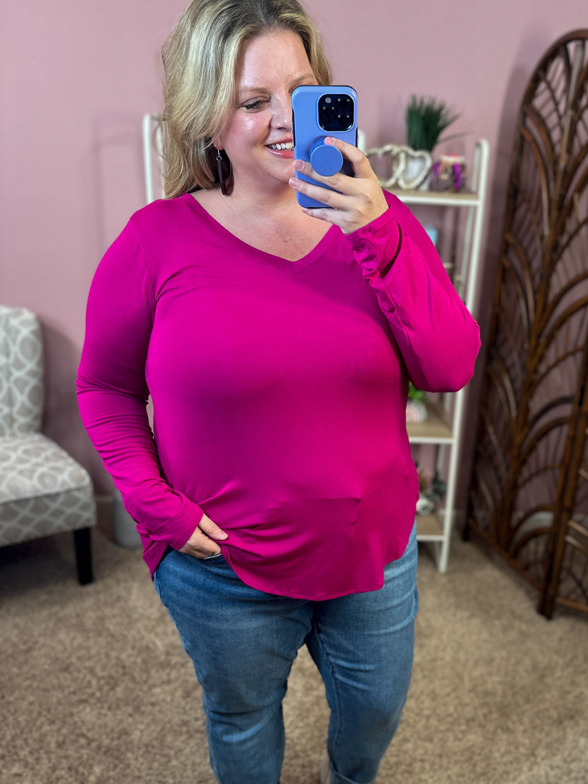 Best Days V-Neck Long Sleeve Layering w/Rounded Hem