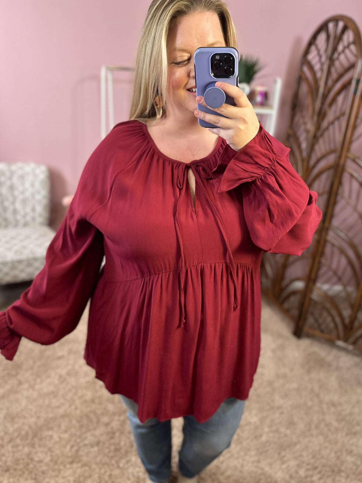 Nothing Last Minute Dropwaist Top - Wine