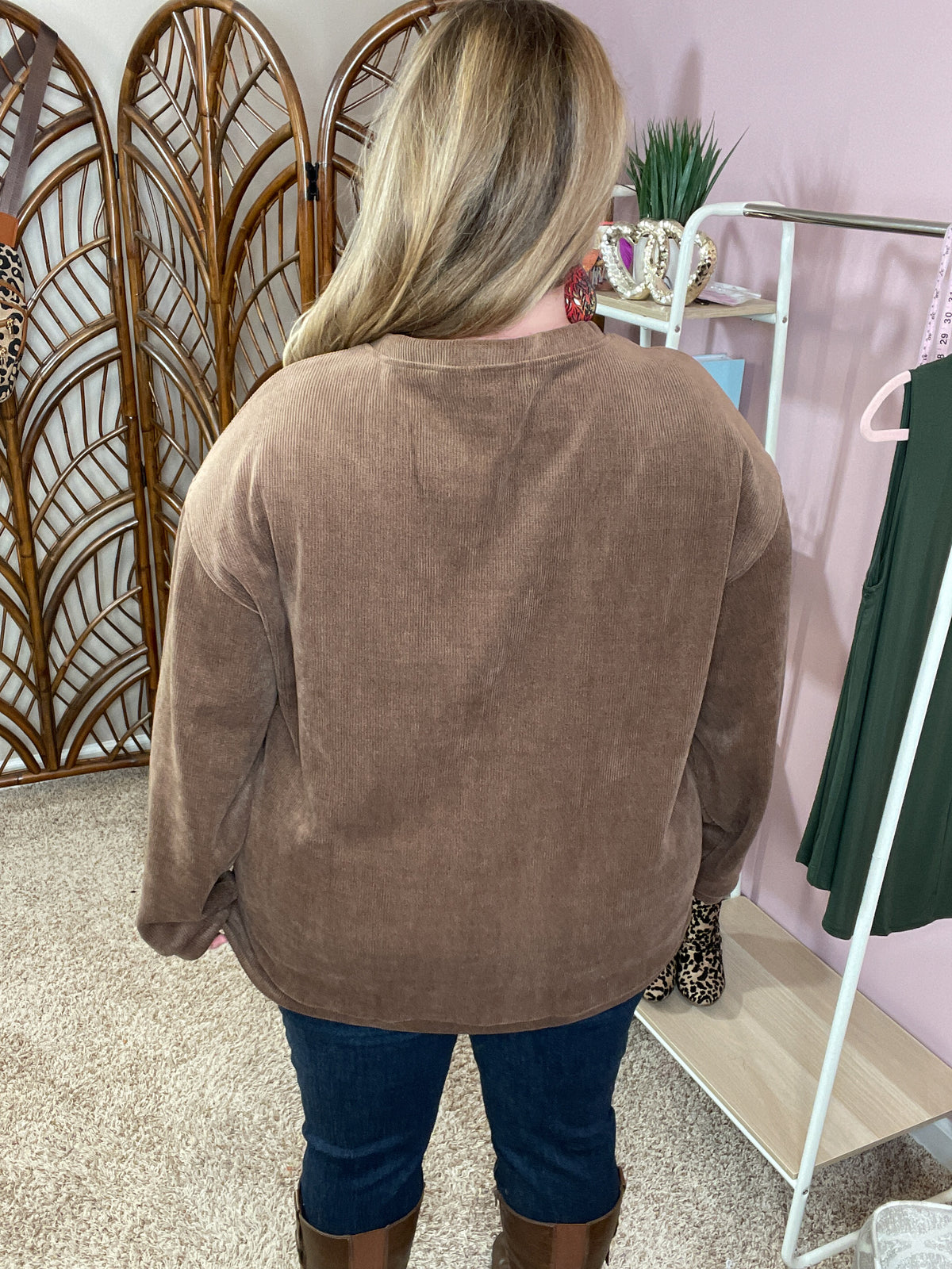 All the Rage Corded Pullover - Brown