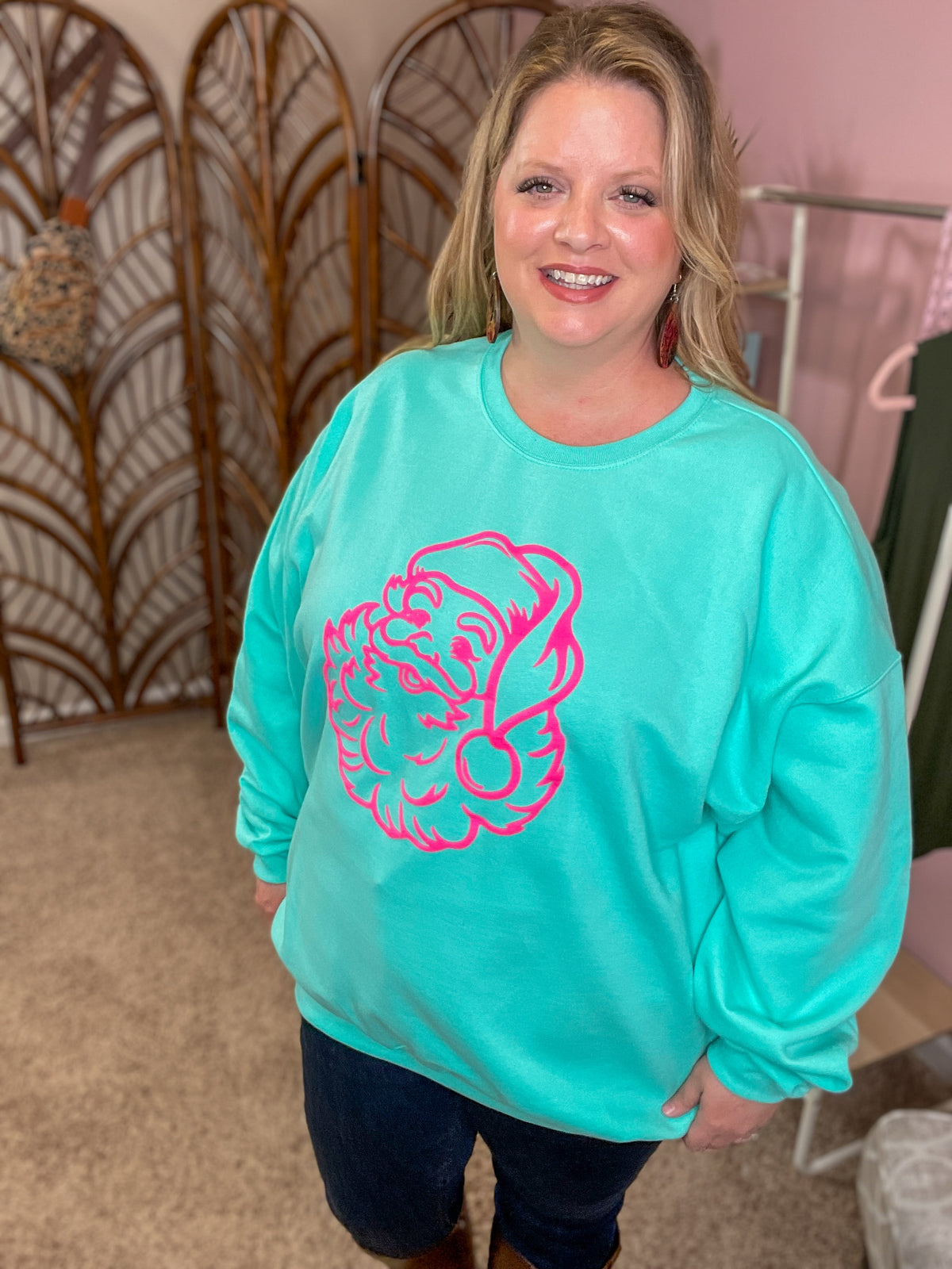 Oh Santa Puff Ink Graphic Sweatshirt