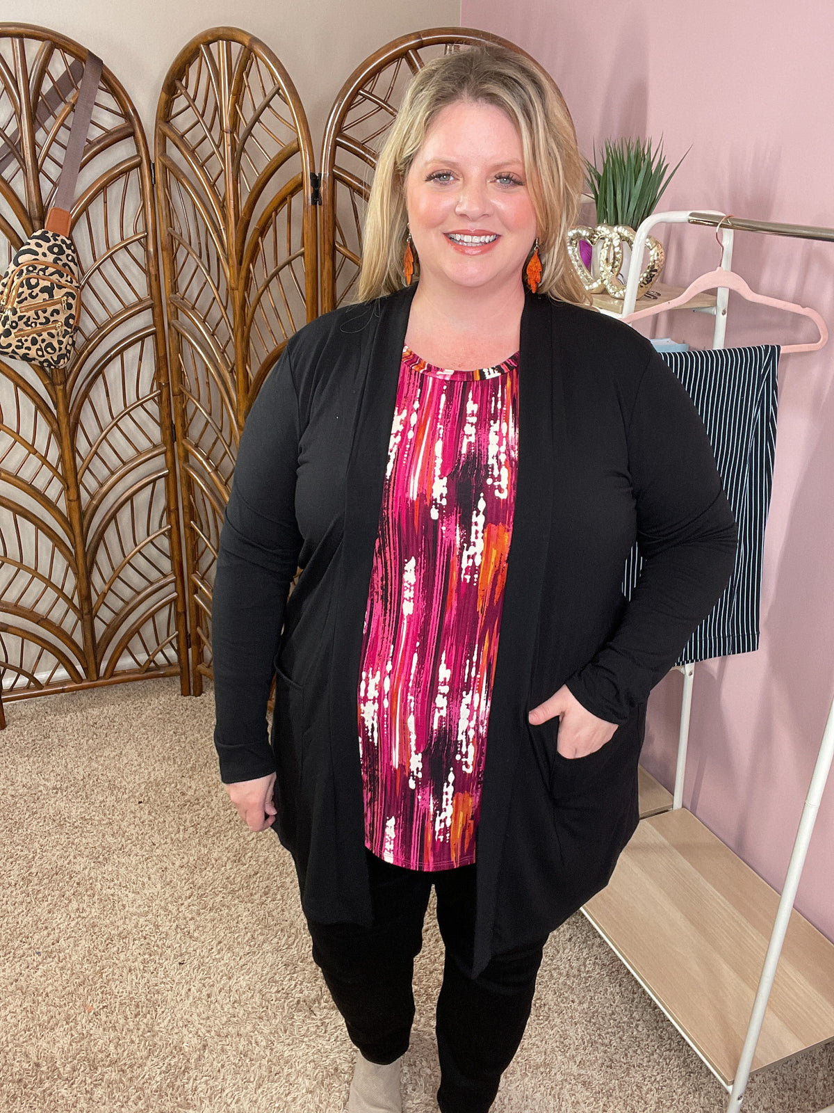 Always Perfect Long Sleeve Pocket Cardigan - Black