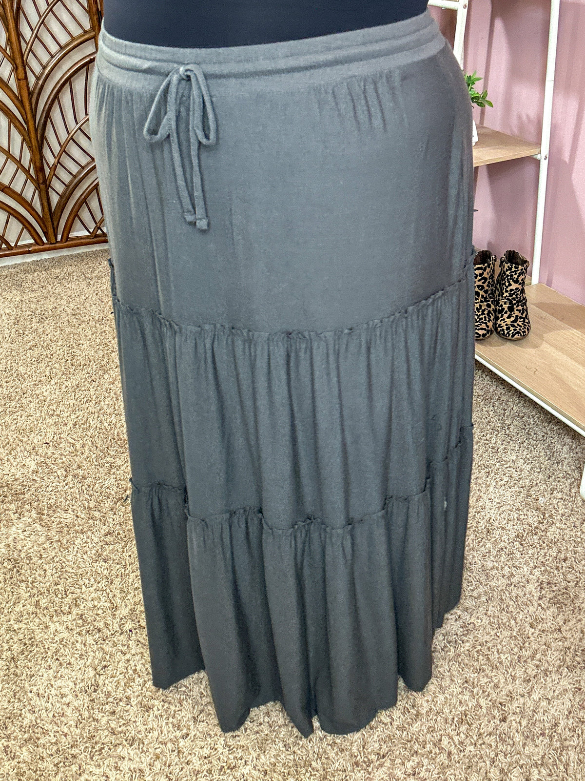 Around the Town Tiered Maxi Skirt - Gray