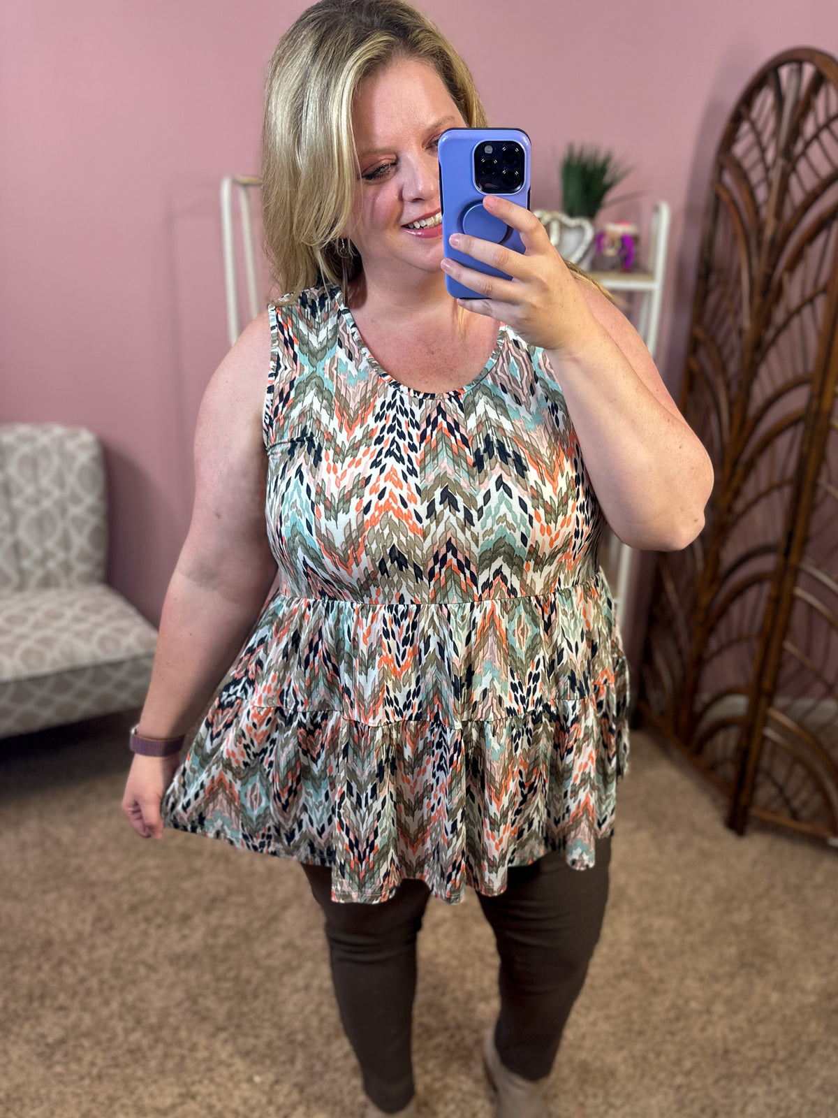 Days of Journey Tiered Tank - Autumn Sky
