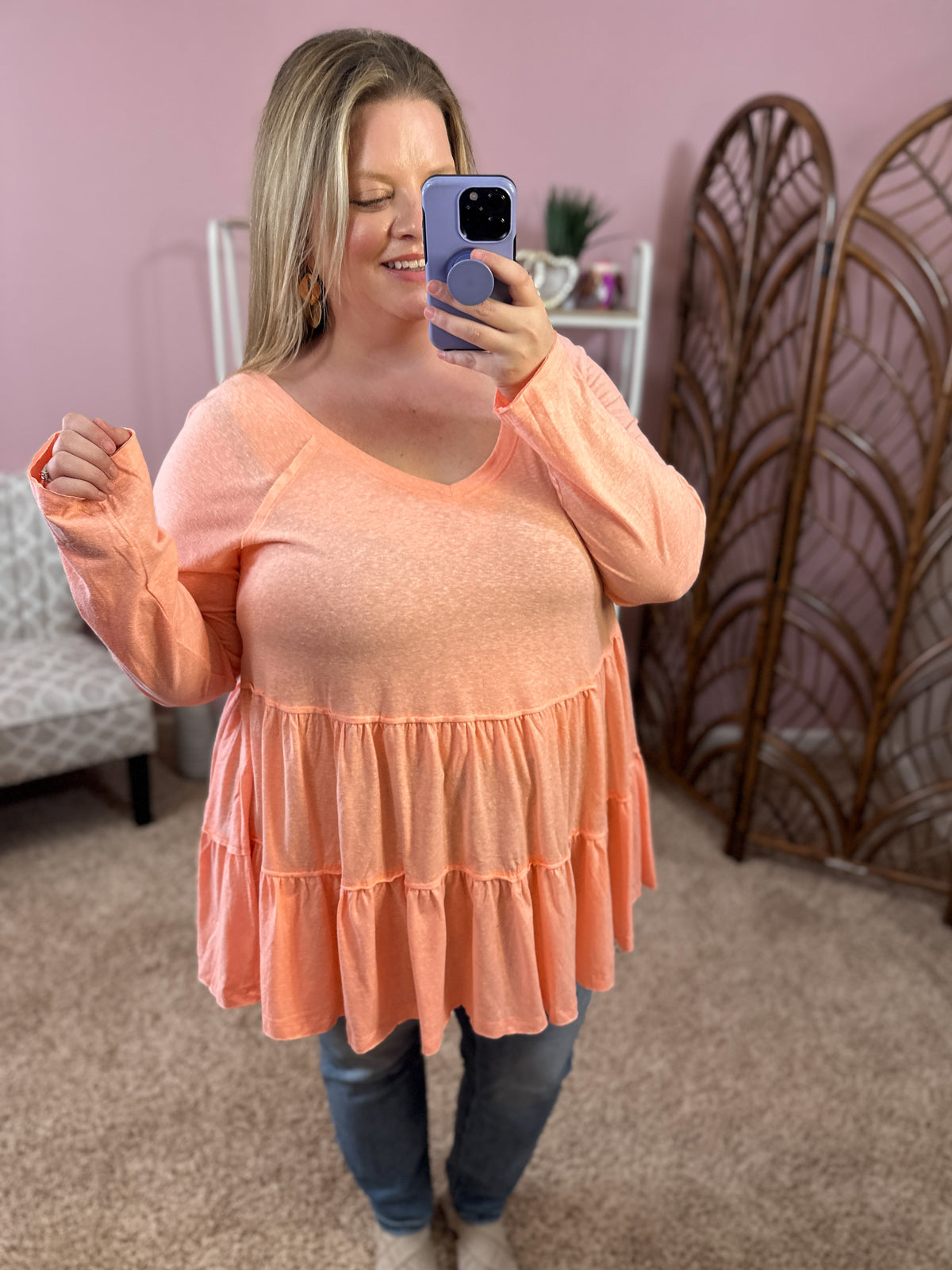 Bright As Day Tiered Top - Peach