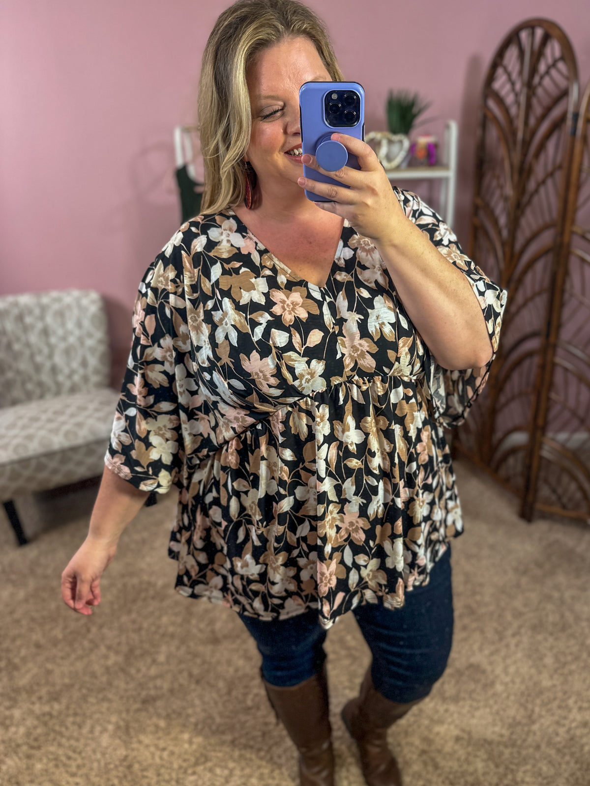 Be a Dreamer Dolman Peplum Top - Black Hills Gold