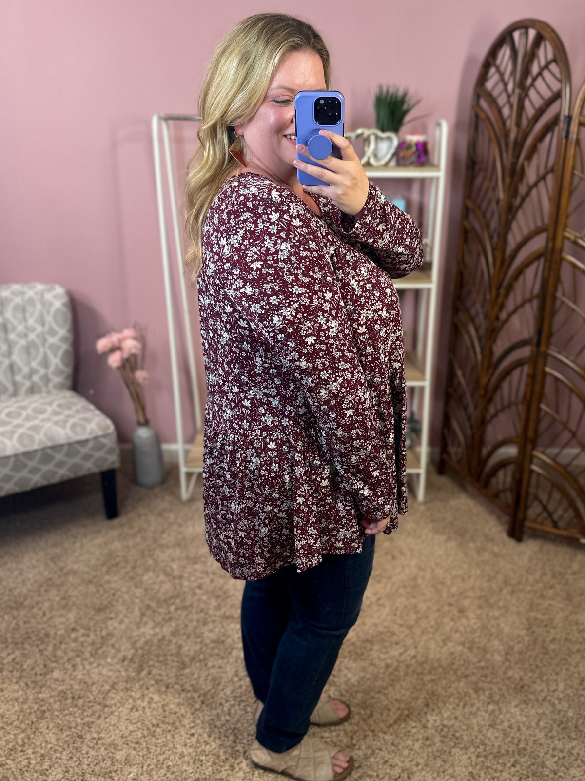 Truth Matters Flowy Tiered Top - Burgundy - Restocked!