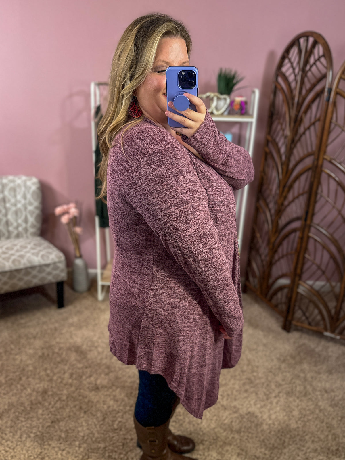 We Were Dancing Knit Cardigan - Muted Maroon
