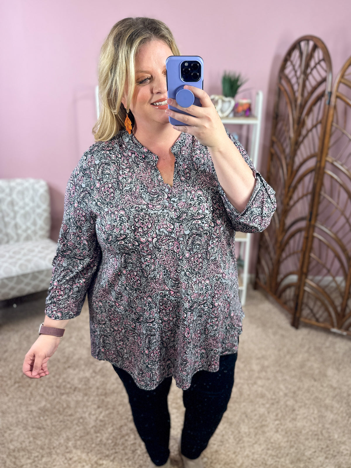 Always a Sure Thing Top - Pink Paisley