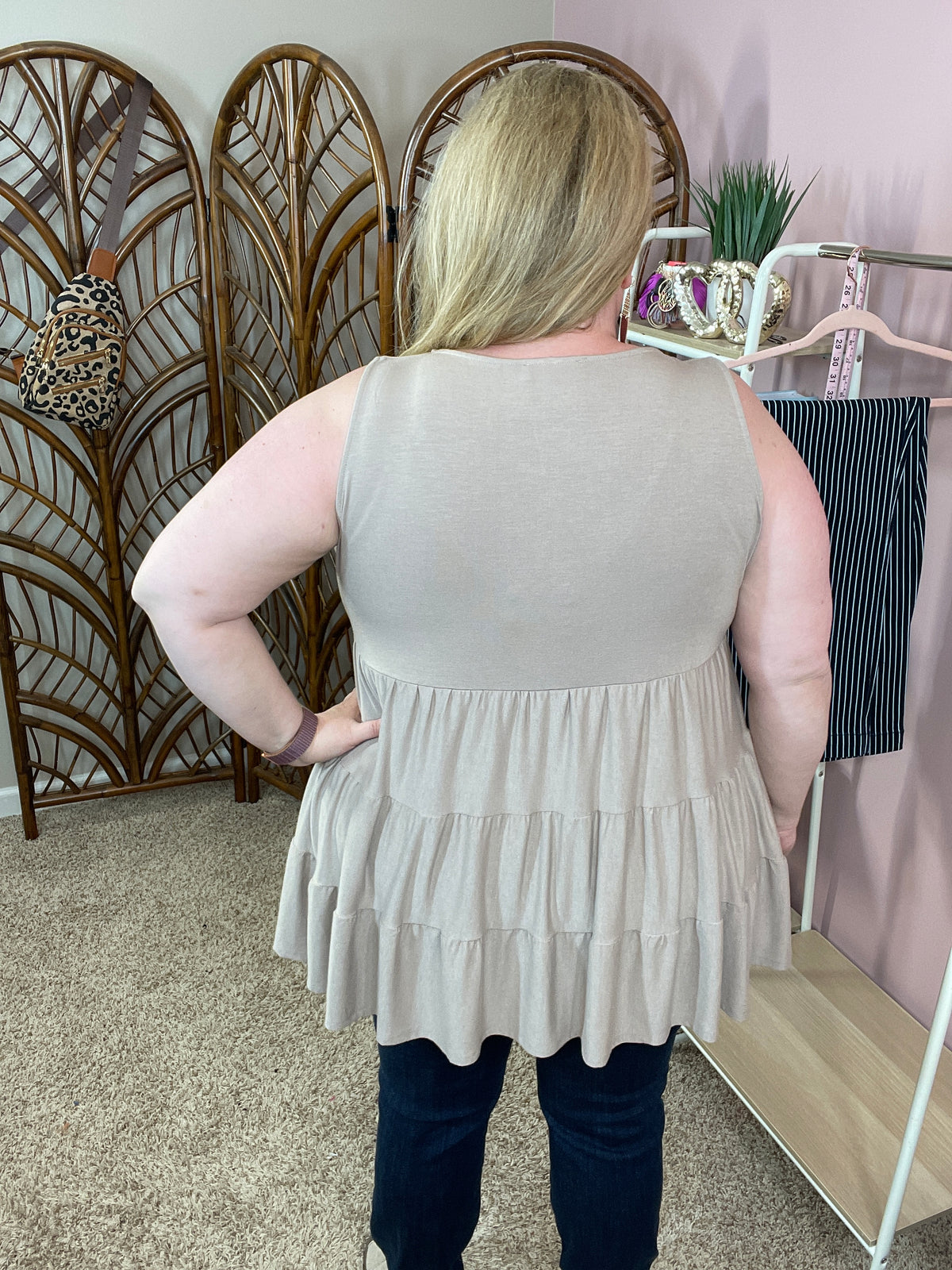 Just a Thought Tiered Tank - Ash Mocha