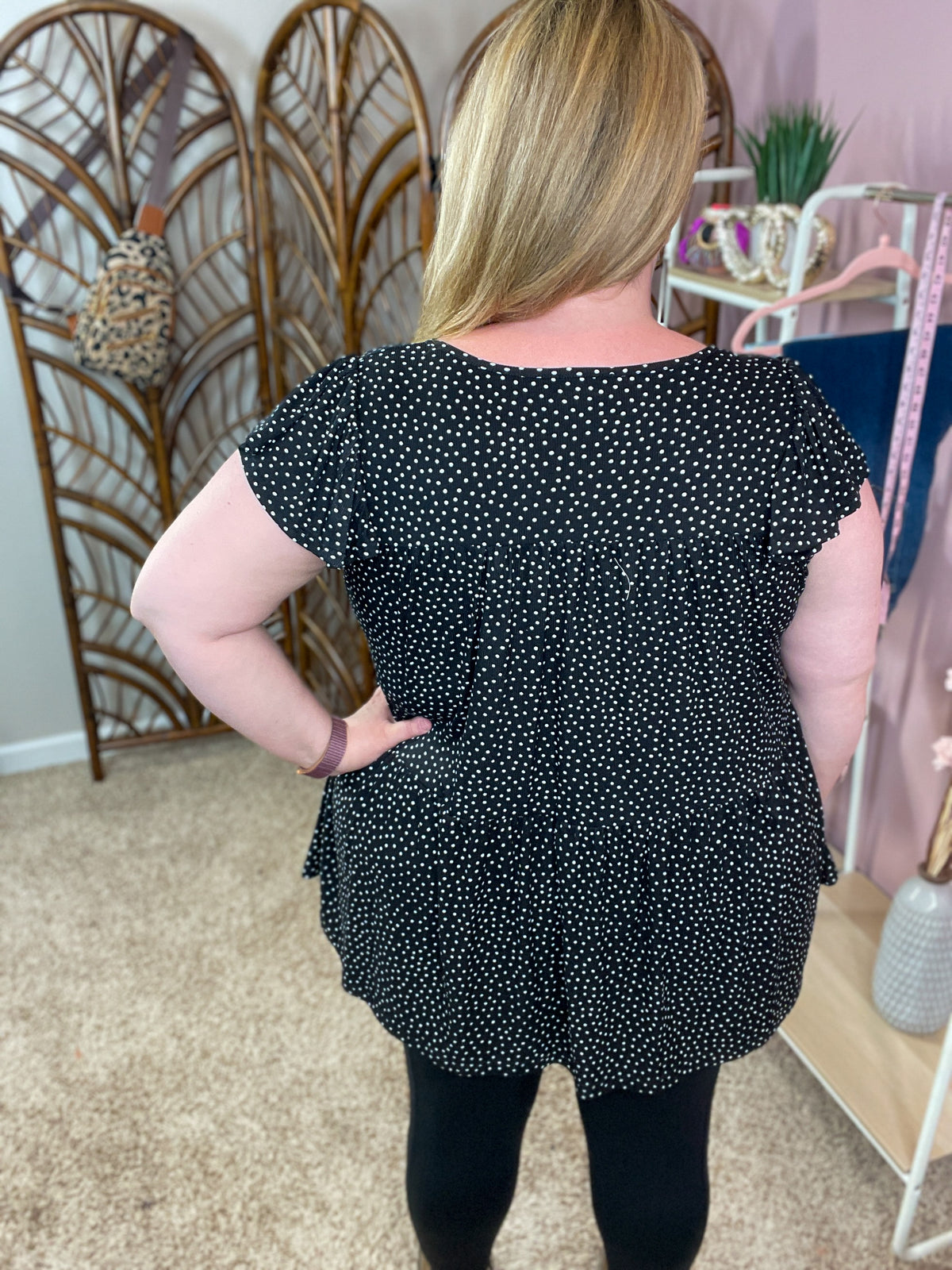 Spot Me Here Peplum Top - Black