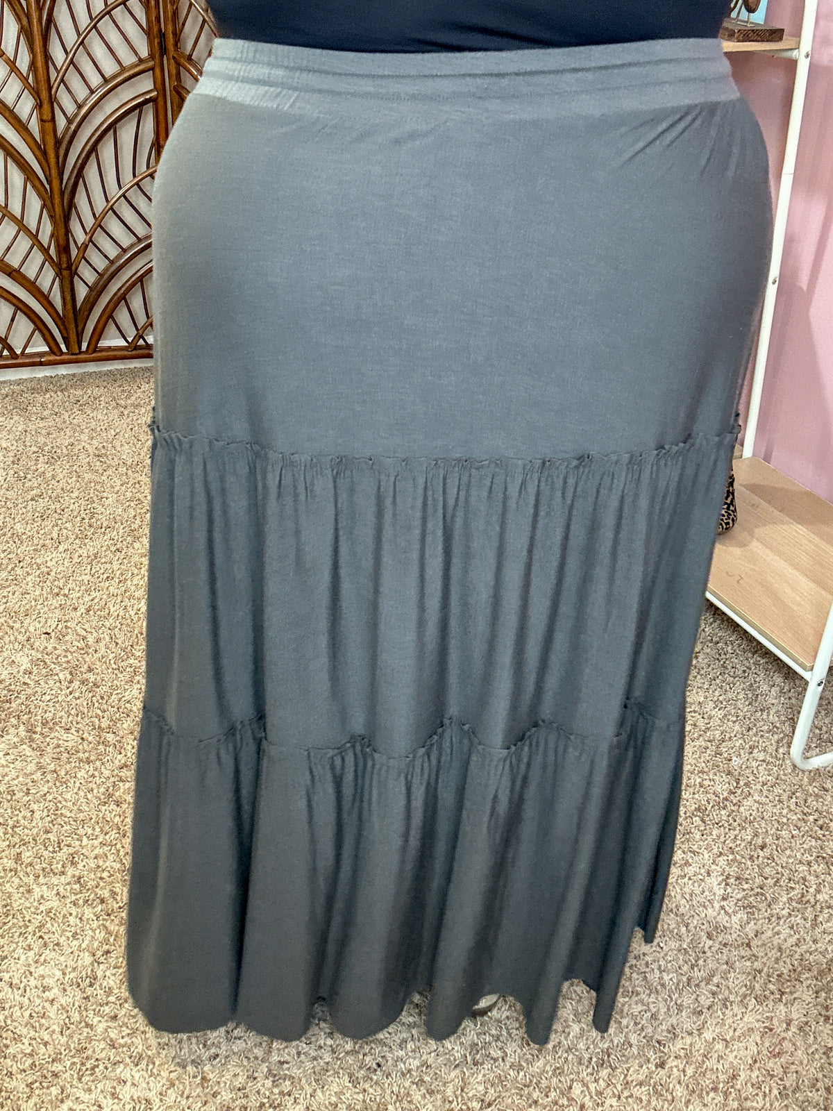 Around the Town Tiered Maxi Skirt - Gray