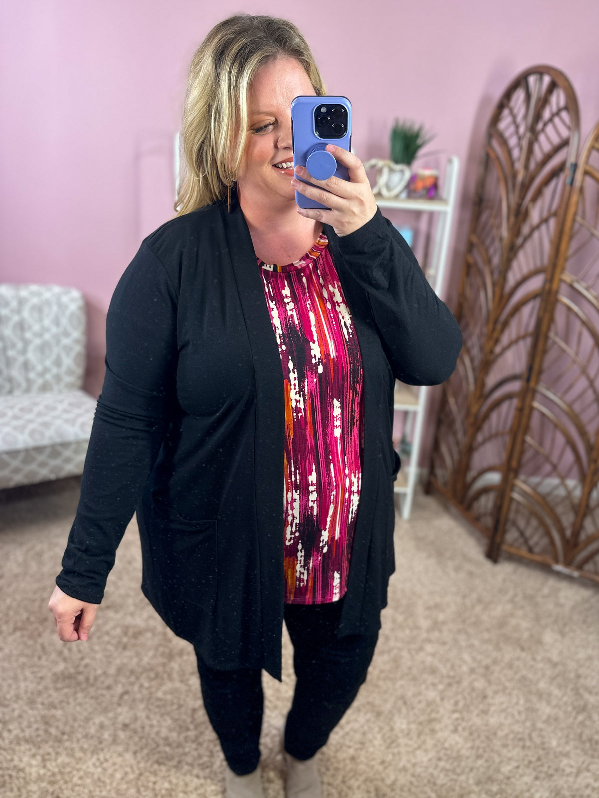 Always Perfect Long Sleeve Pocket Cardigan - Black