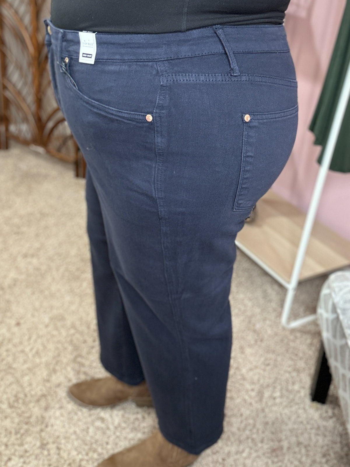 Down for Something Tummy Control Cropped Judy Blue Jeans - Navy