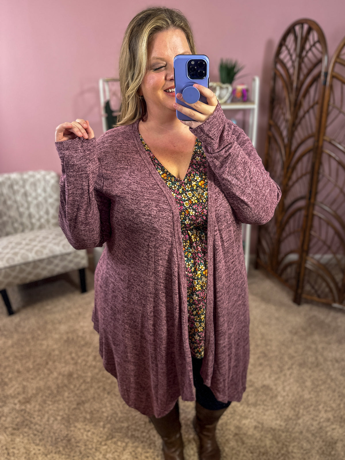 We Were Dancing Knit Cardigan - Muted Maroon