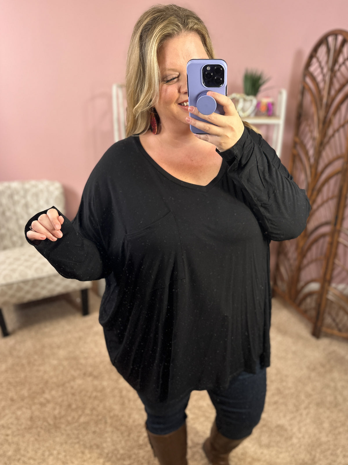 Comforts of Fall Slouchy Top - Black