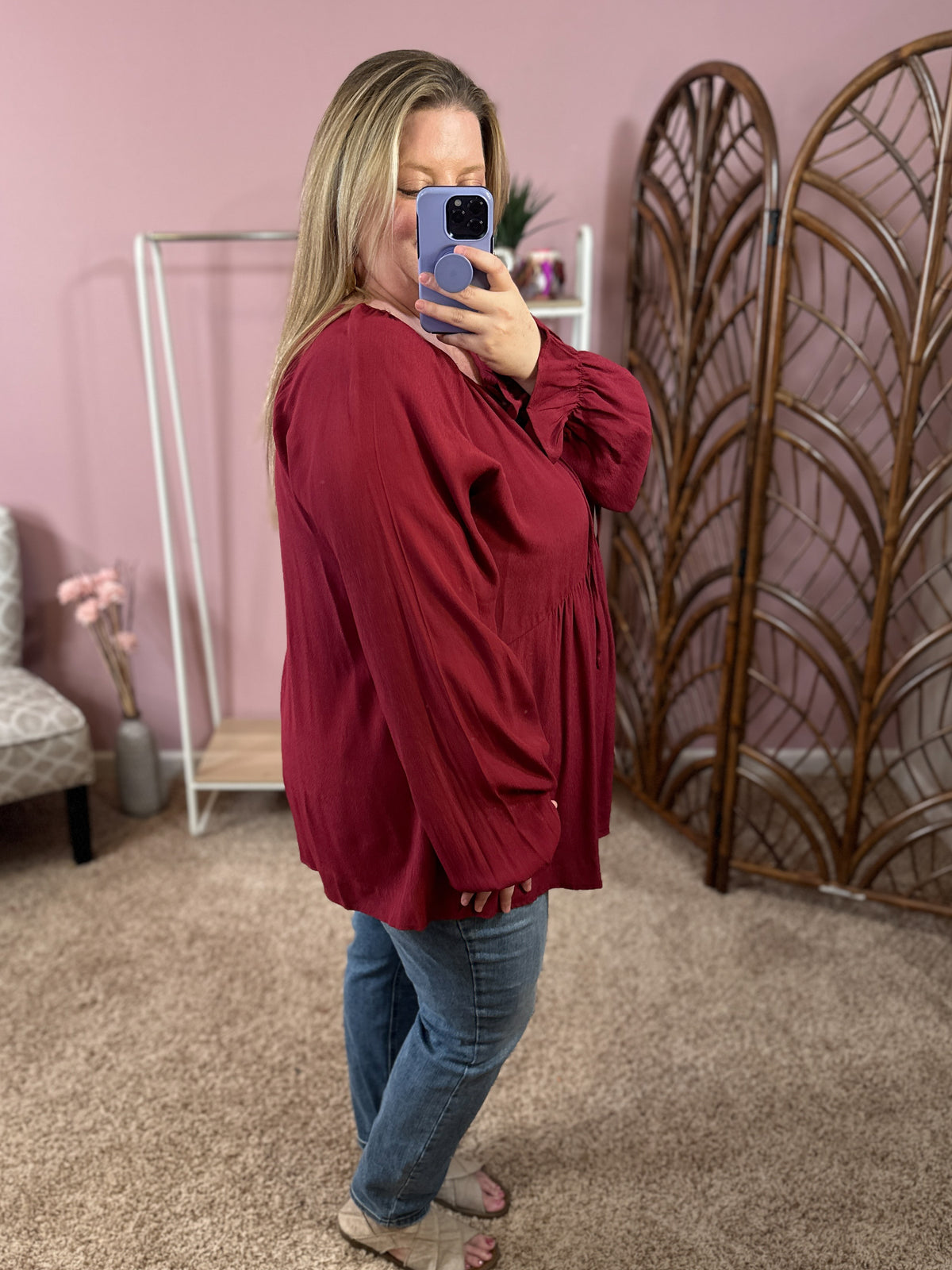 Nothing Last Minute Dropwaist Top - Wine