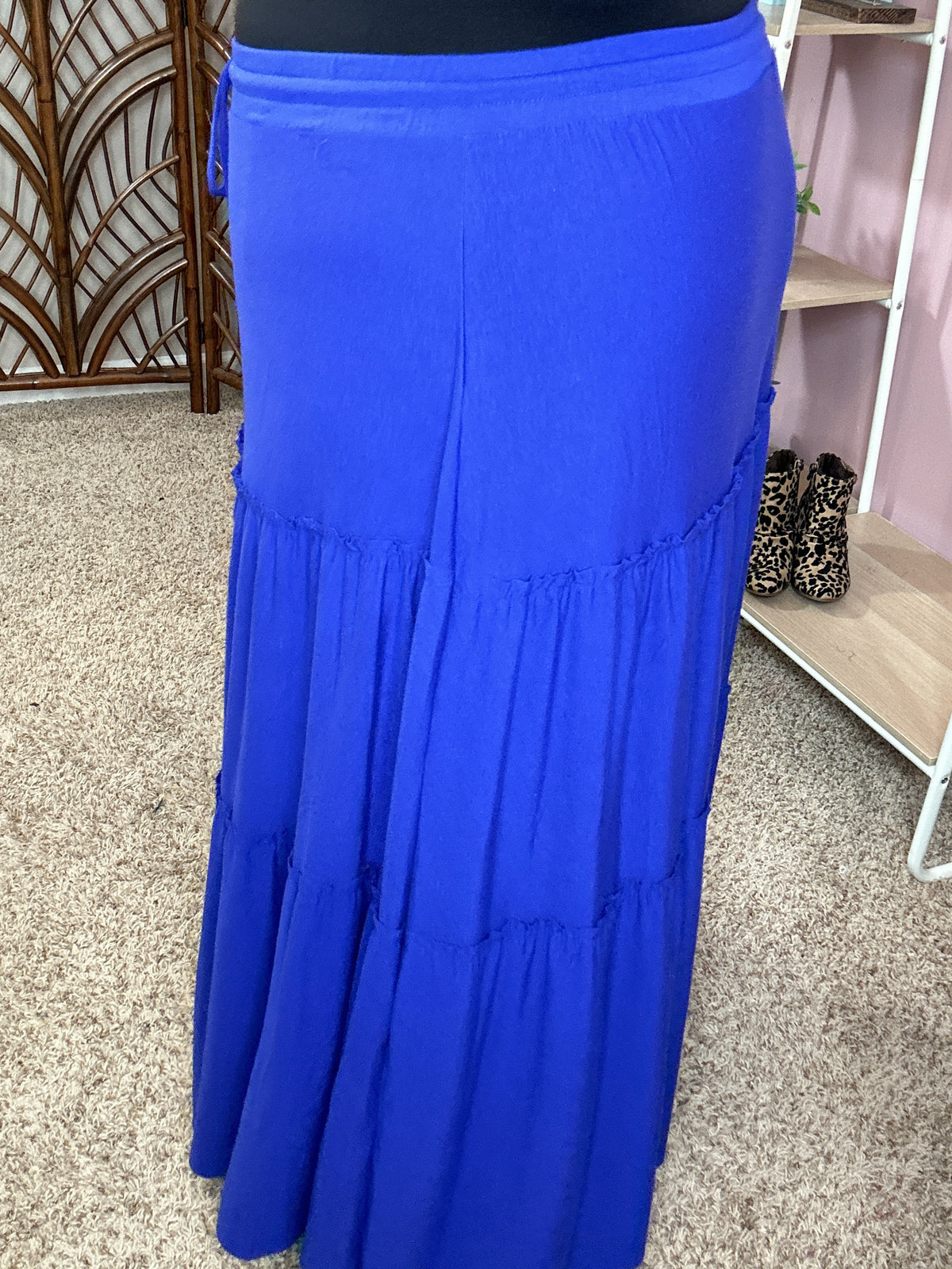 Around the Town Tiered Maxi Skirt - Blue