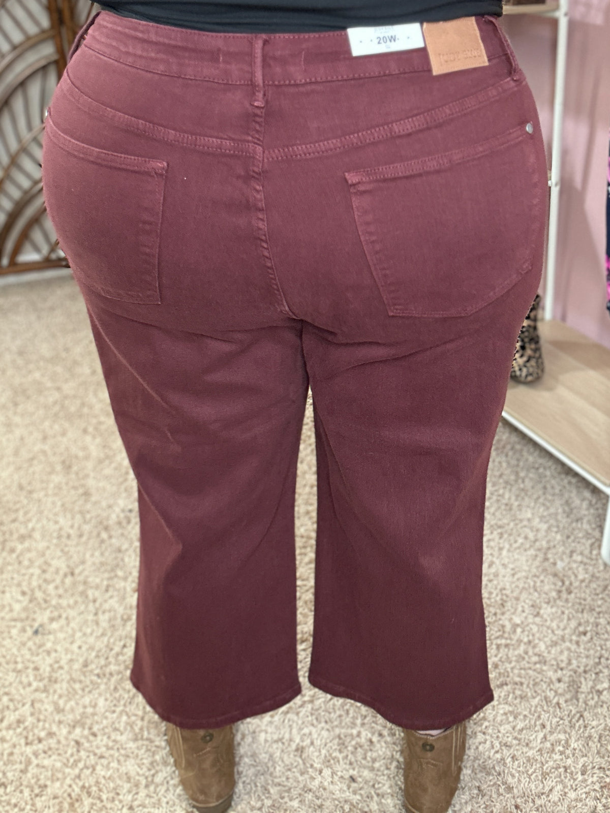 Just This Once Tummy Control Cropped Judy Blue Jeans - Oxblood