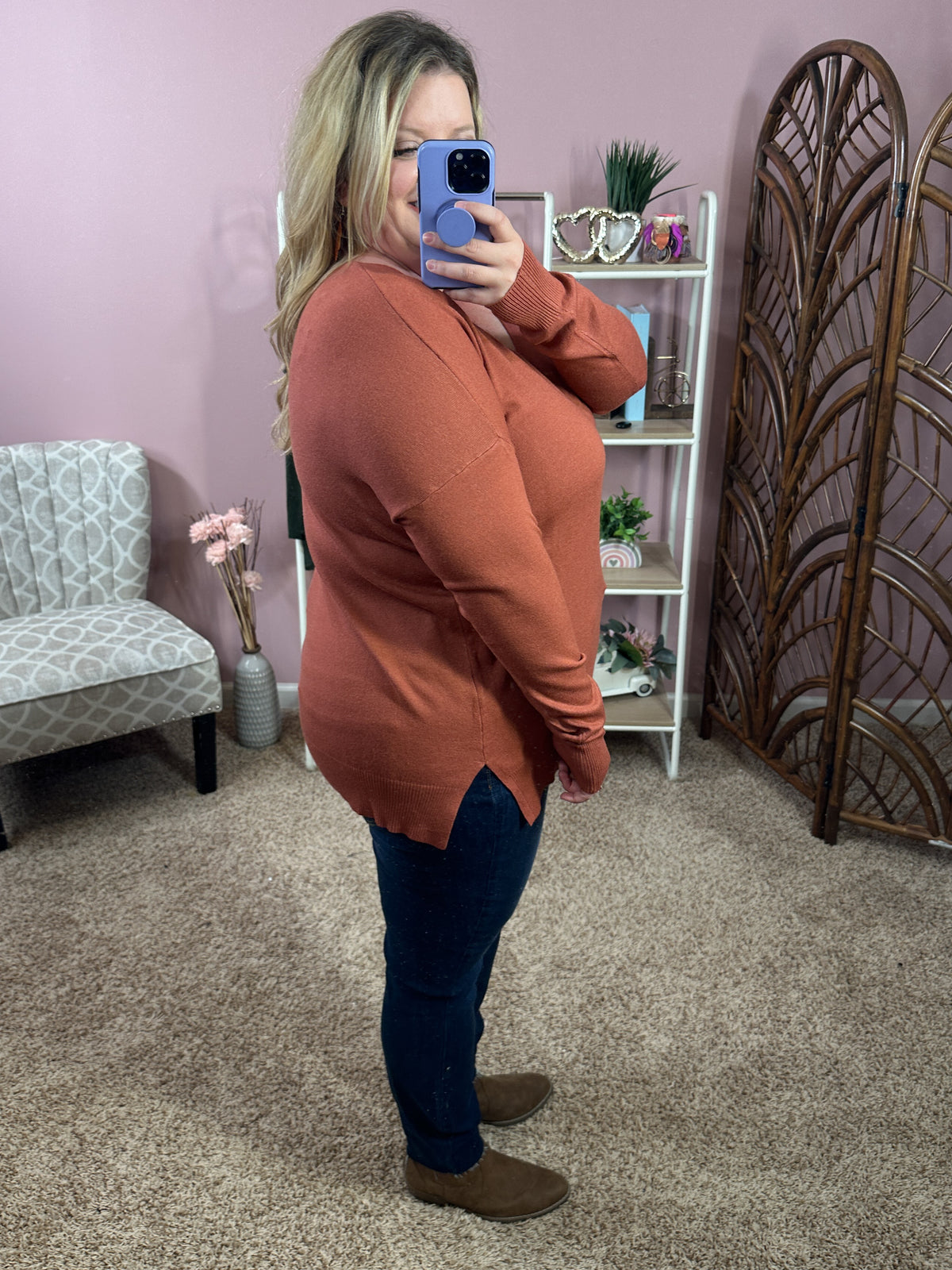 Seams Like It Pullover - Rusty Rose