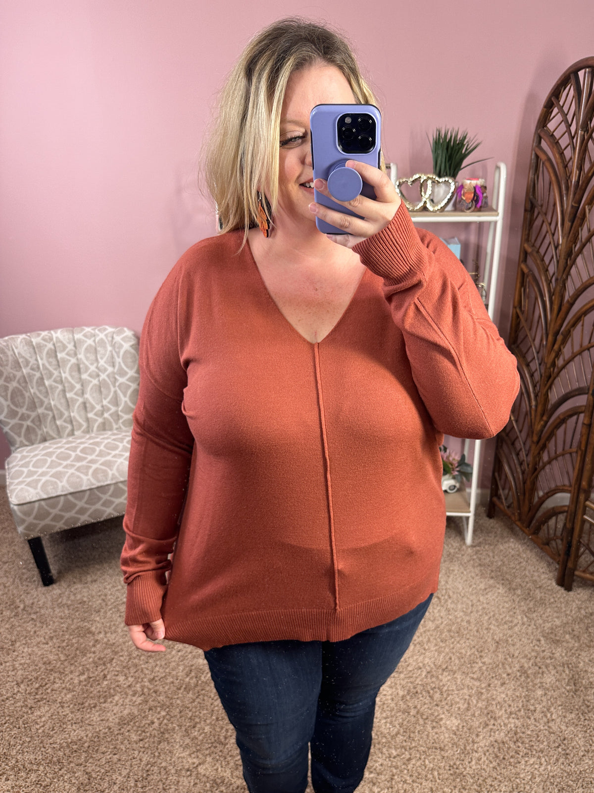 Seams Like It Pullover - Rusty Rose