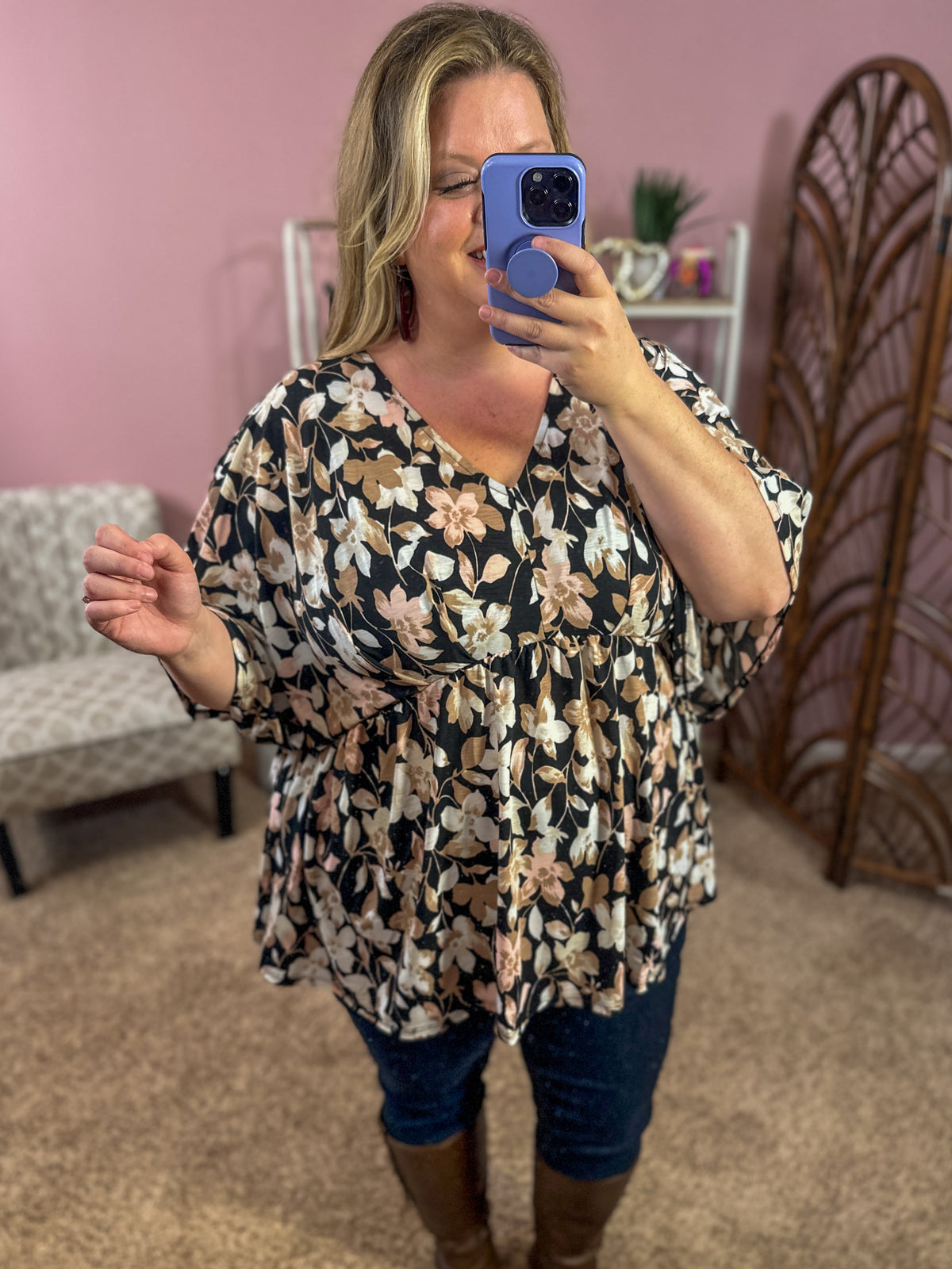 Be a Dreamer Dolman Peplum Top - Black Hills Gold