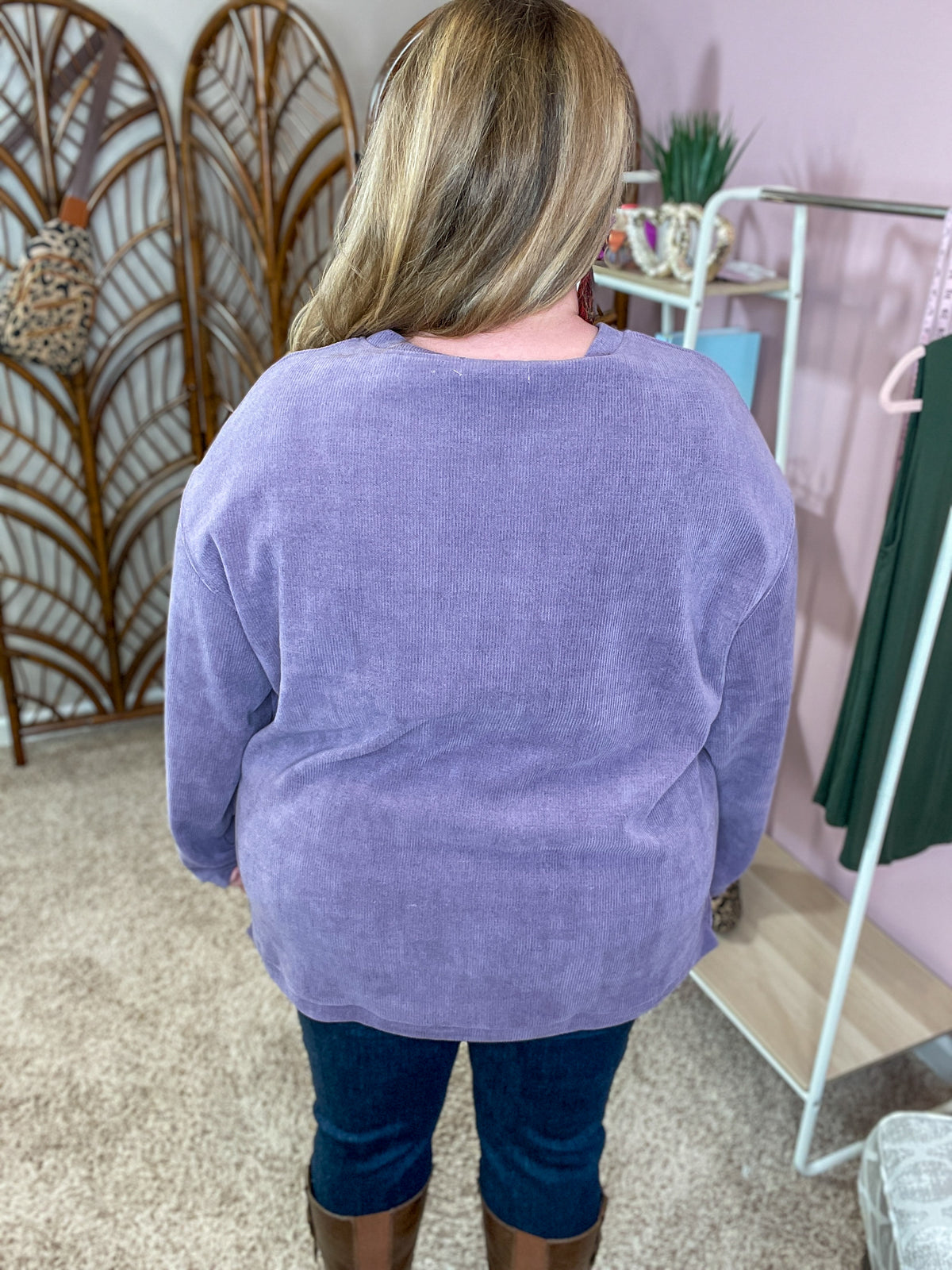 All the Rage Corded Pullover - Purple