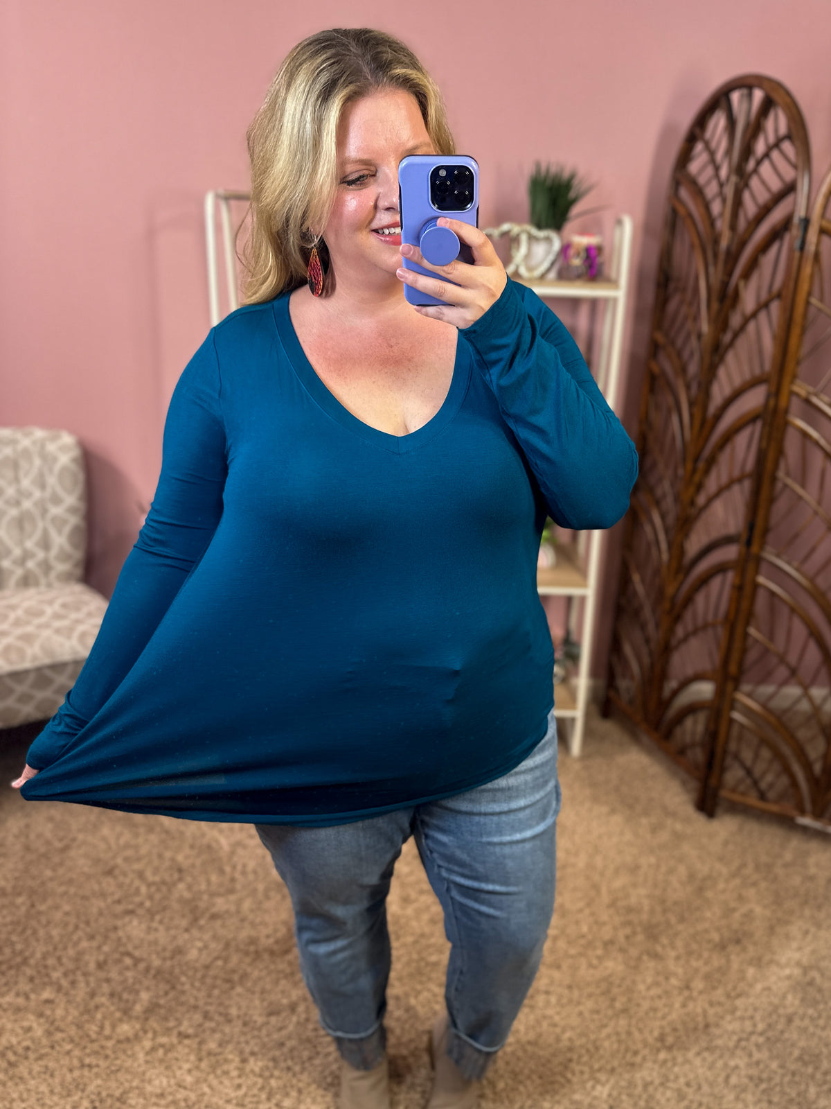 Best Days V-Neck Long Sleeve Layering w/Rounded Hem