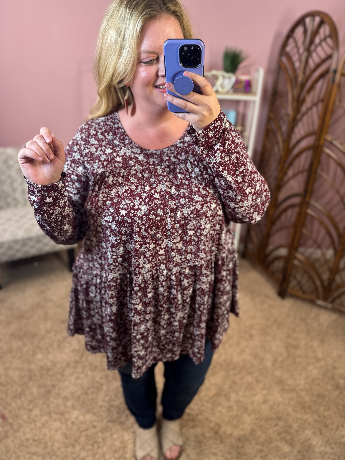 Truth Matters Flowy Tiered Top - Burgundy - Restocked!